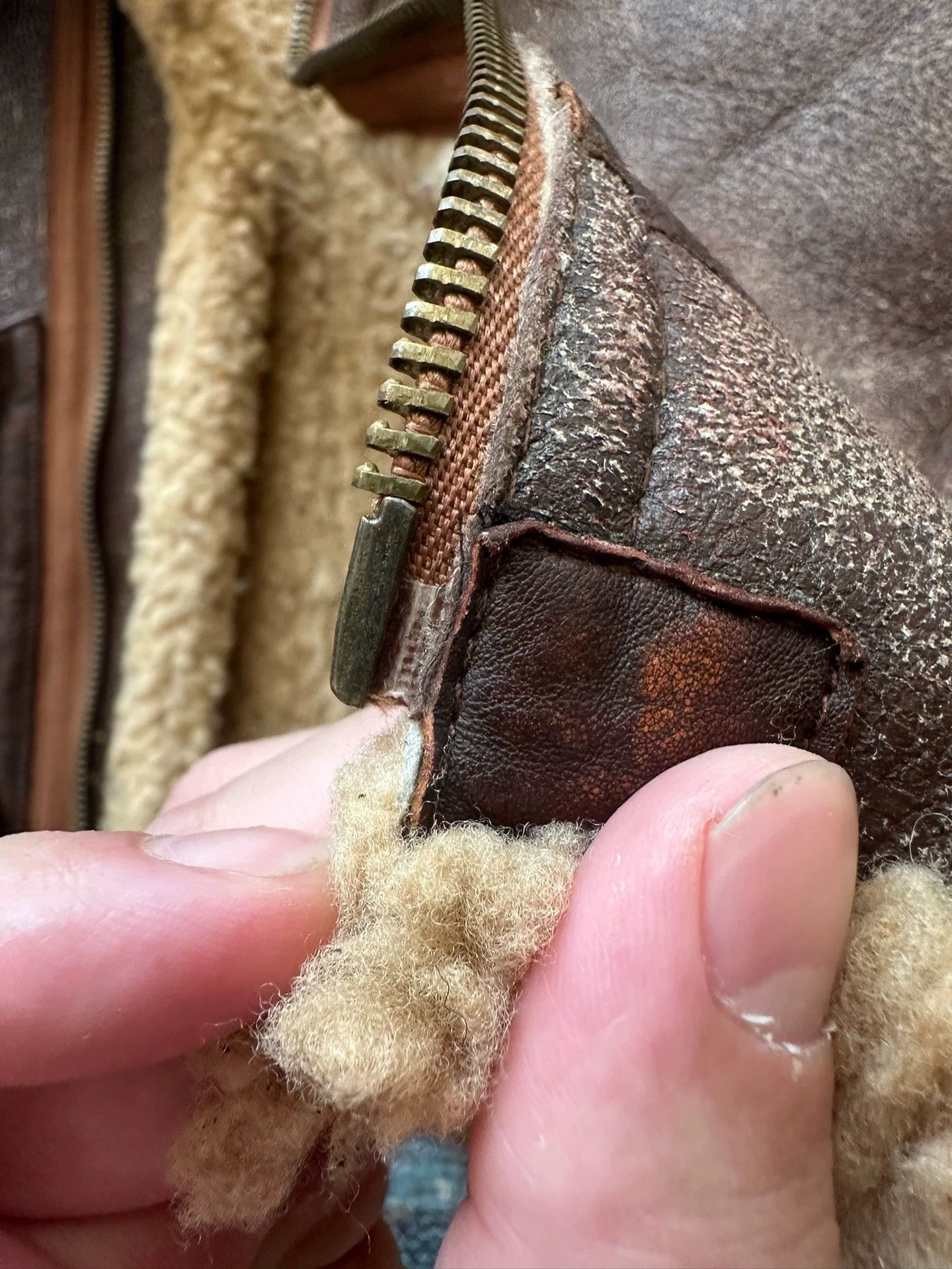 RRL Ralph Lauren RL RRL Purple Label B3 Crackled Fur-Lined Leather S Size US S / EU 44-46 / 1 - 9 Thumbnail