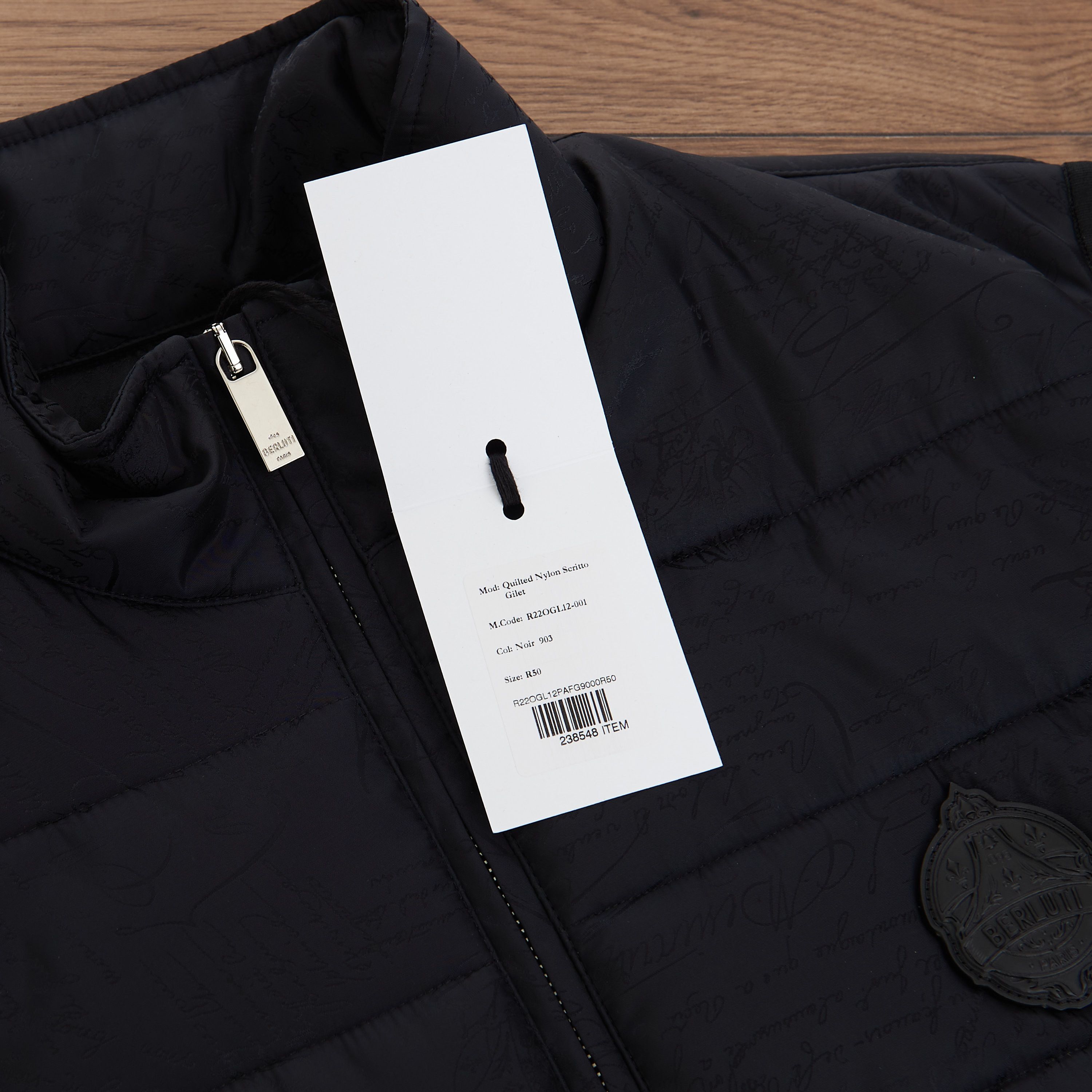 Berluti Gilet / Bodywarmer In Black Quilted Scritto Jacquard Nylon Size US M / EU 48-50 / 2 - 11 Thumbnail