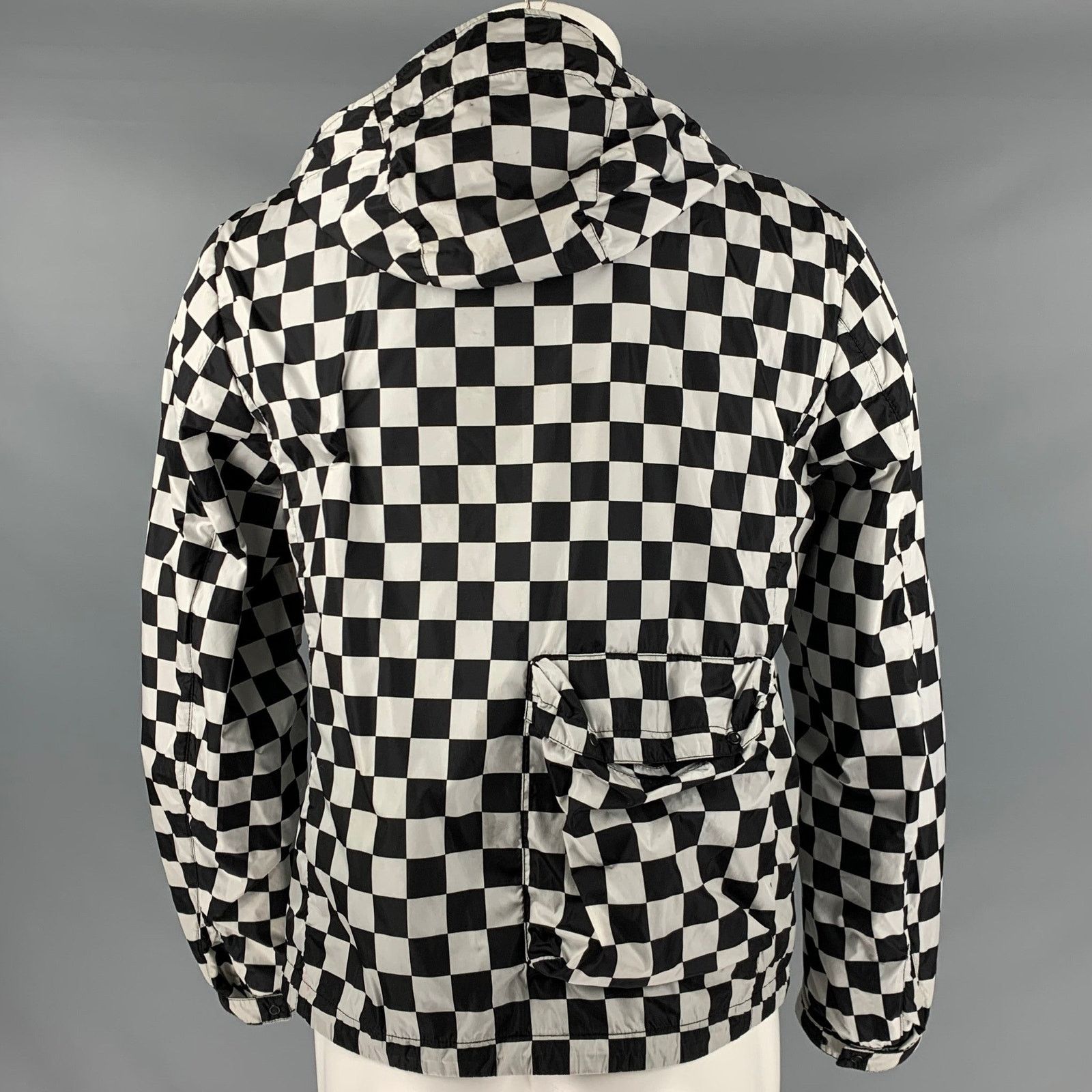 Nick Wooster NICK WOOSTER M Black White Checkered Nylon Hooded Jacket Size US M / EU 48-50 / 2 - 3 Thumbnail