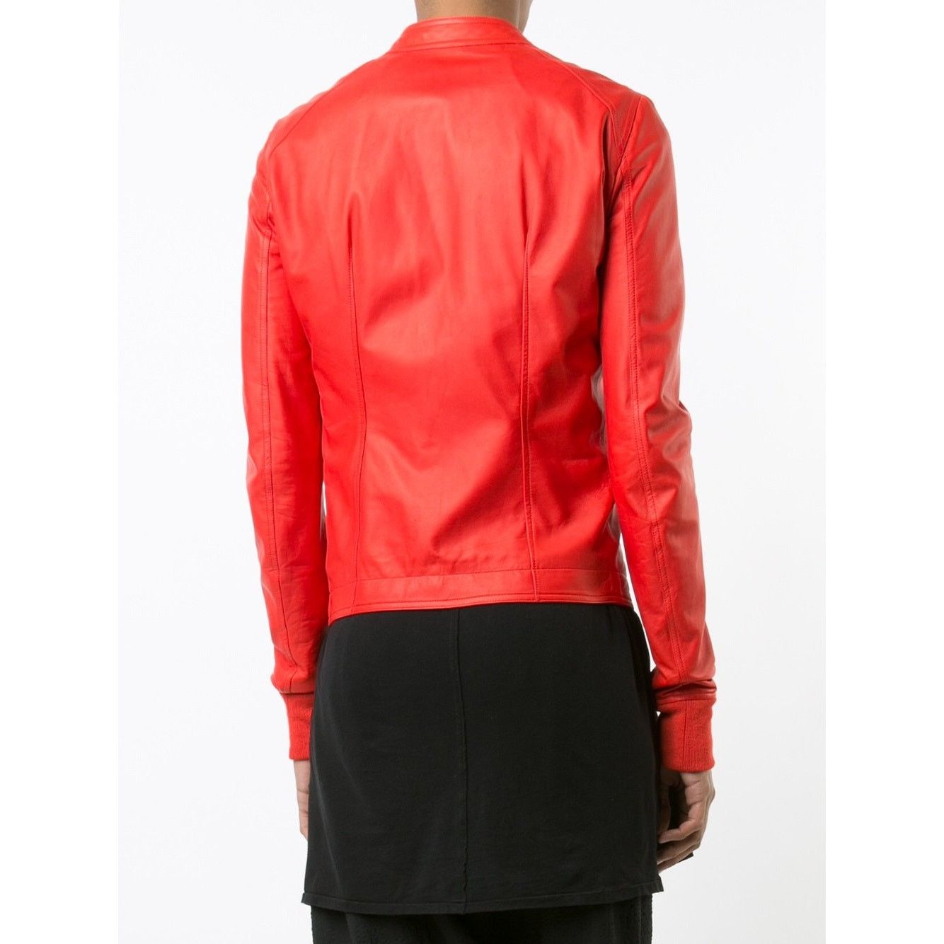 Rick Owens 🔴 Rick Owens Walrus Intarsia Leather Jacket - 50 Red Size US M / EU 48-50 / 2 - 18 Thumbnail