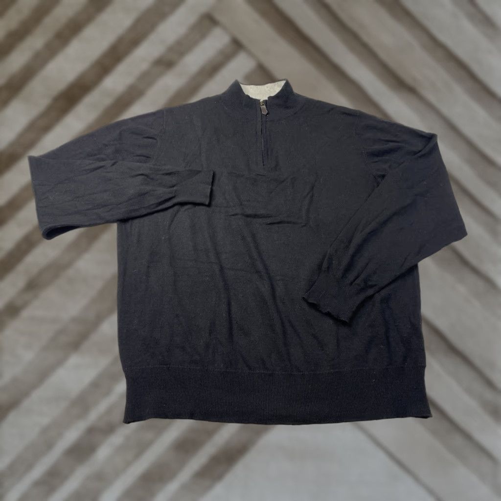 Vintage VINTAGE Scott & Charters Of Hawick Sweater 1/4 Zip Mens XL Black Cashmere Blend Logo Knit Pullover Classic Golf Luxury Size US XL / EU 56 / 4 - 1 Thumbnail
