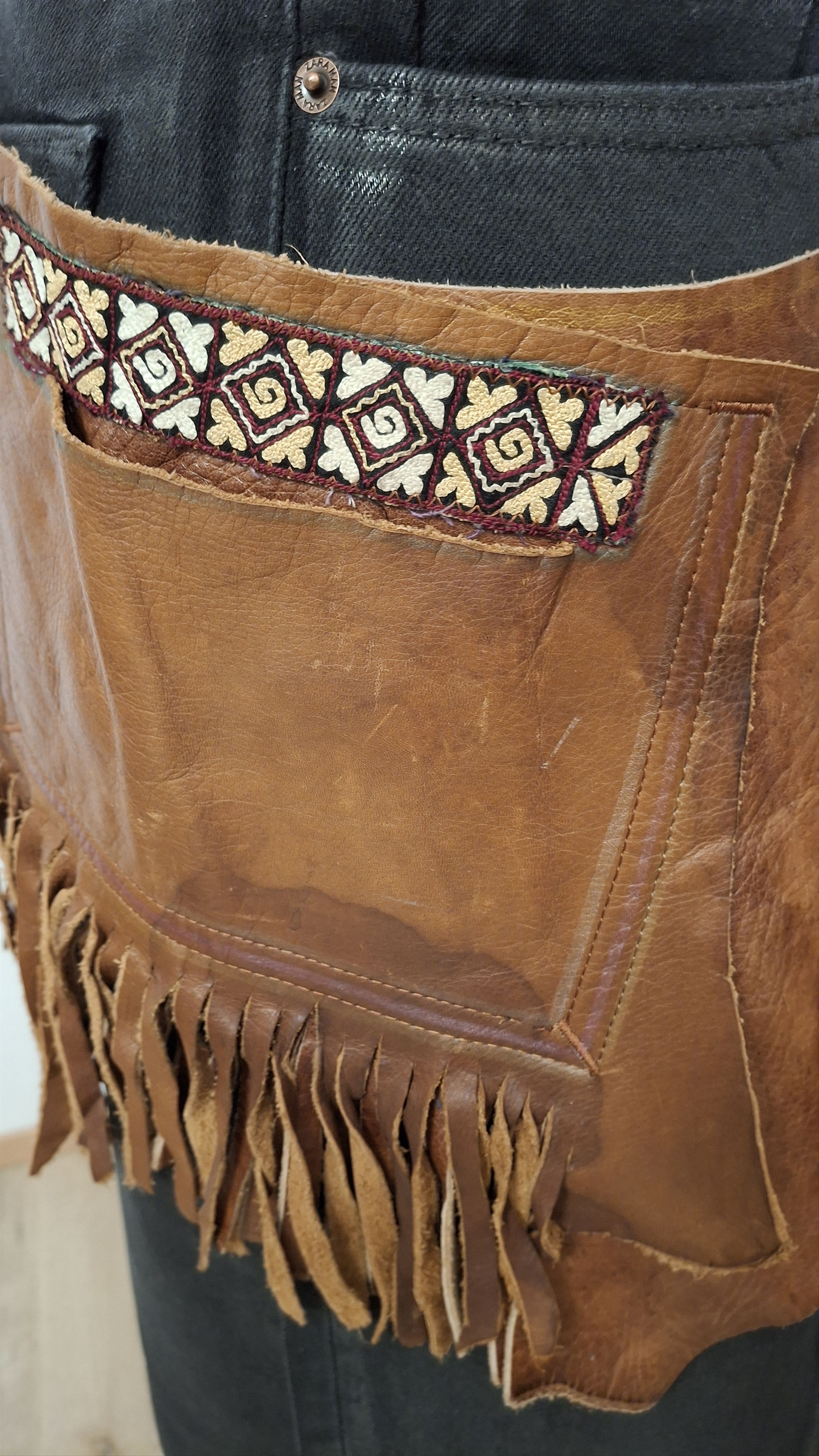 Vintage Vintage Handmade Western Leather Hip Pouch Belt Size 38 - 7 Thumbnail