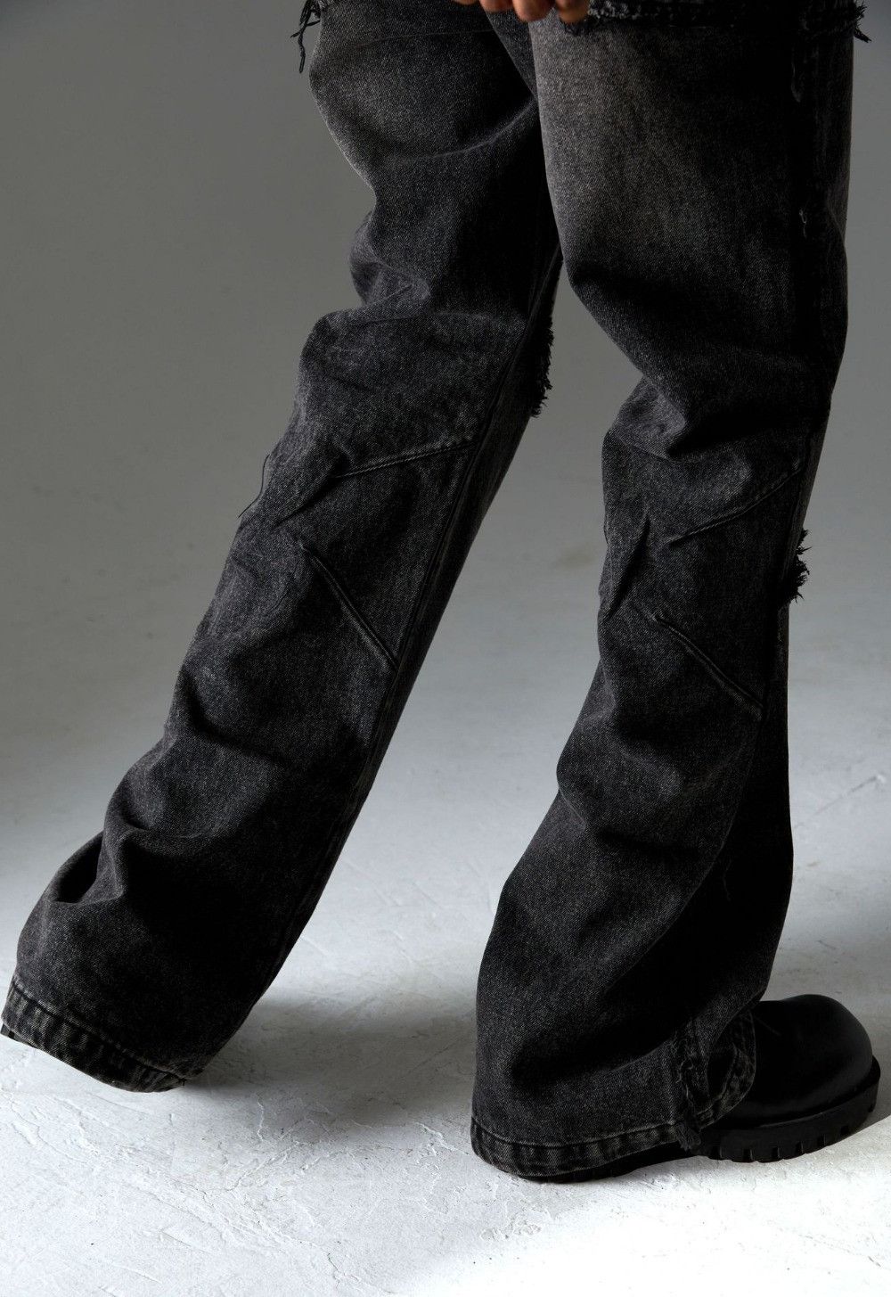 Vintage Splicing Washed Raw Rough Edge Straight Streetwear Jeans Size US 33 - 8 Thumbnail