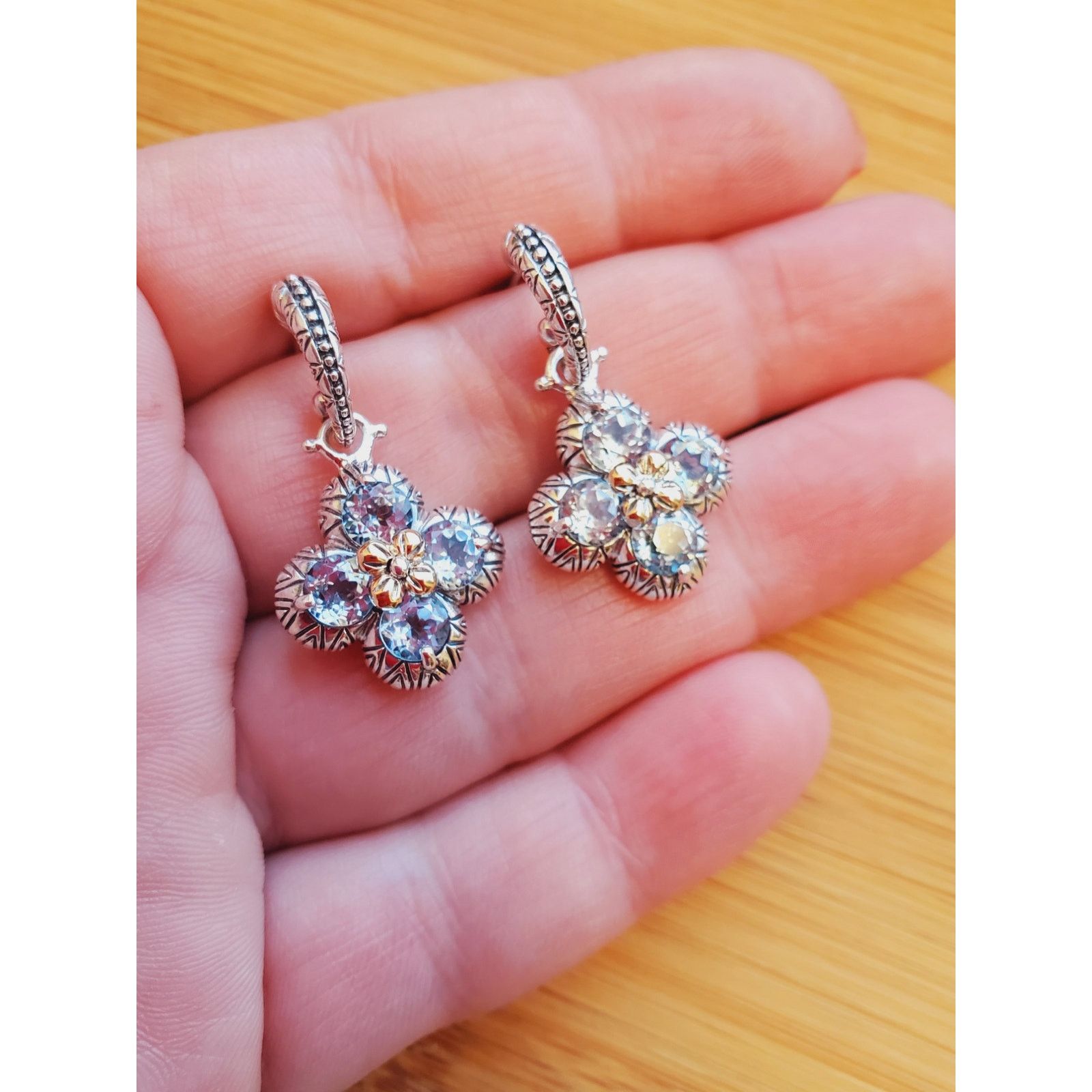 Jewelry Barbara Bixby Blue Topaz Flower Shepherds Hook Earrings Size ONE SIZE - 8 Thumbnail