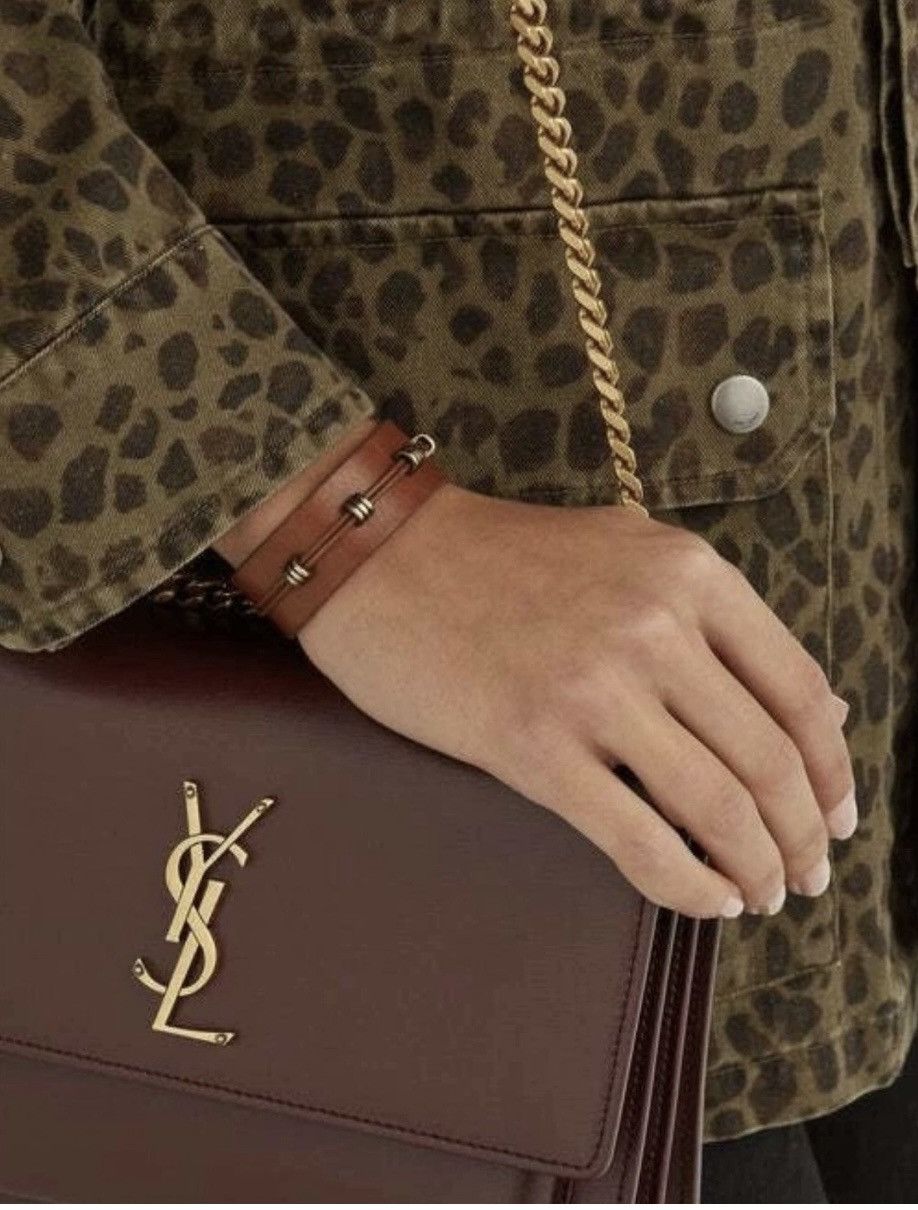 Saint Laurent Paris Saint Laurent Paris YSL Leather And Brass Bracelet Size ONE SIZE - 3 Thumbnail