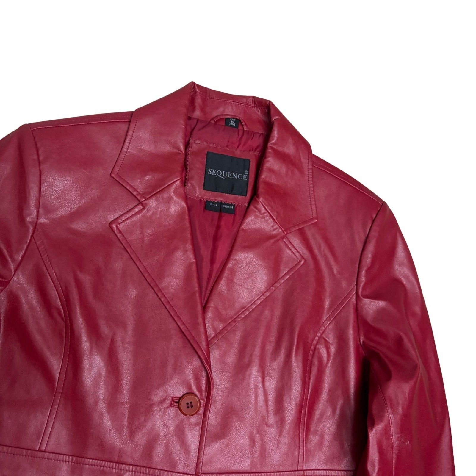 Other SEQUENCE Faux Vegan Leather Red Jacket Business Coat XL Size XL / US 12-14 / IT 48-50 - 3 Thumbnail