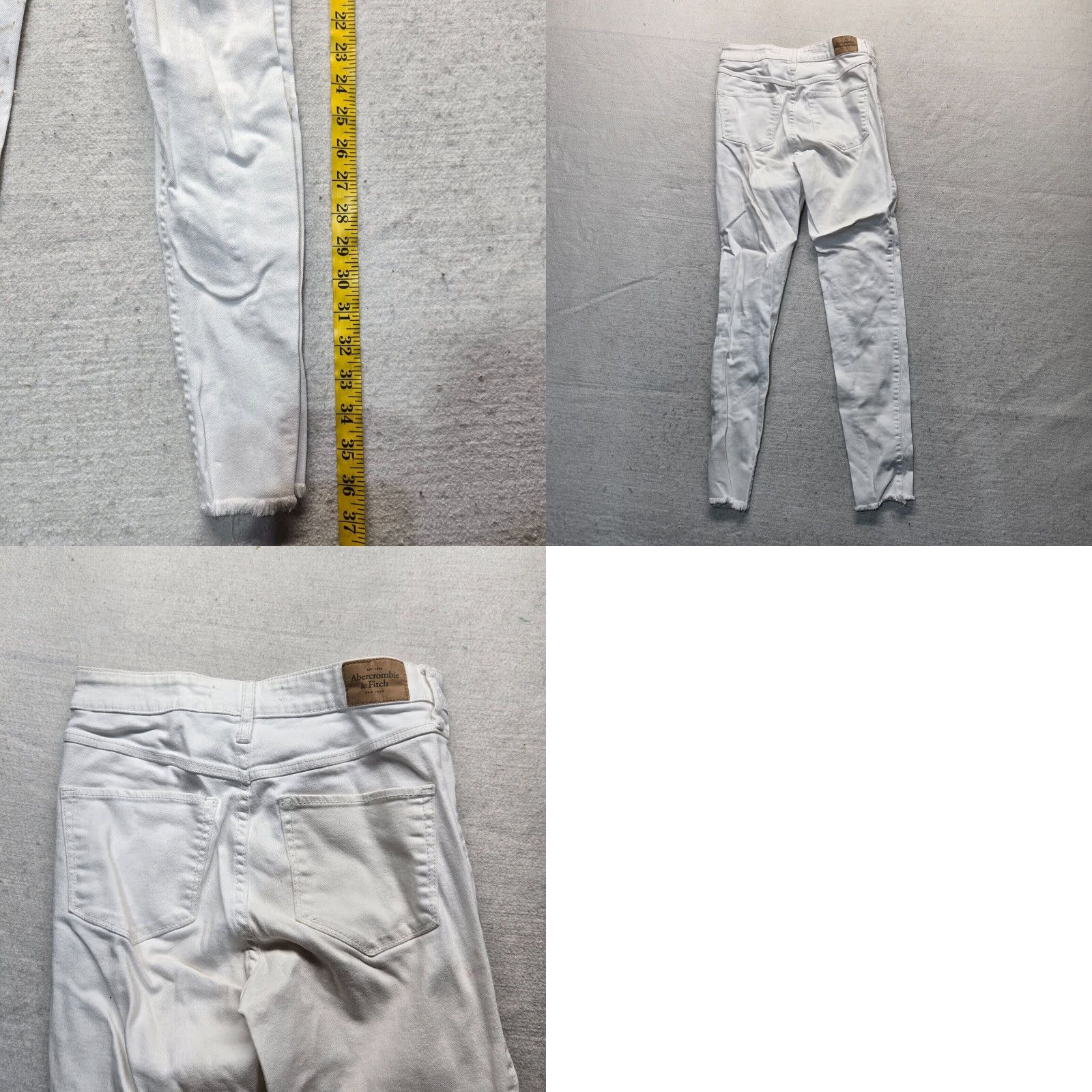 Abercrombie & Fitch Abercrombie & Fitch Solid White Skinny Denim Pants Womens 2 Waist 26 Inseam 30 Button Front Flat Front Ankle 30 Size 26" / US 2 / IT 38 - 8 Thumbnail