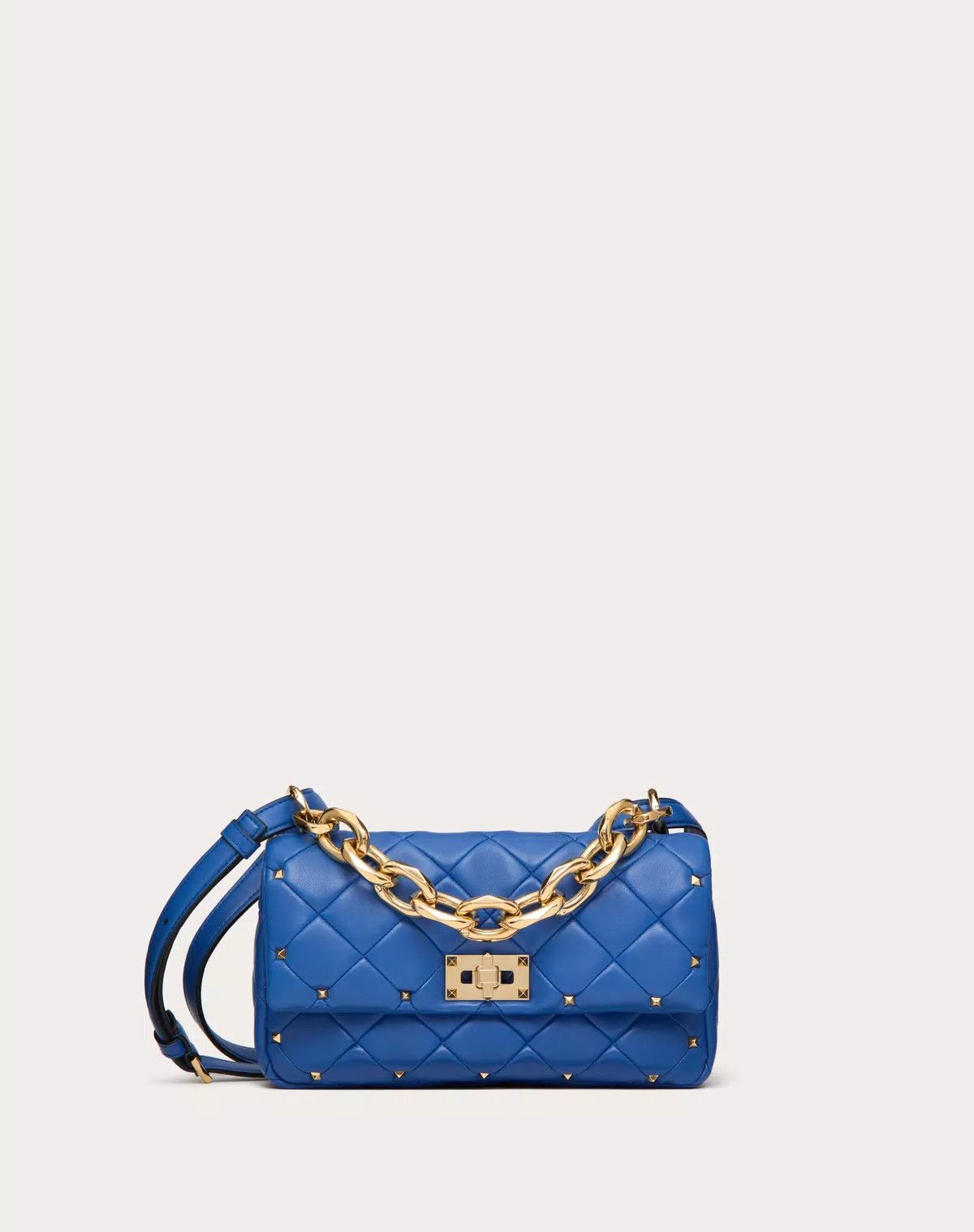 Valentino oc11z0725 Size:OS/ Spike Bag In Nappa Patchwork in Blue Size ONE SIZE - 1 Thumbnail