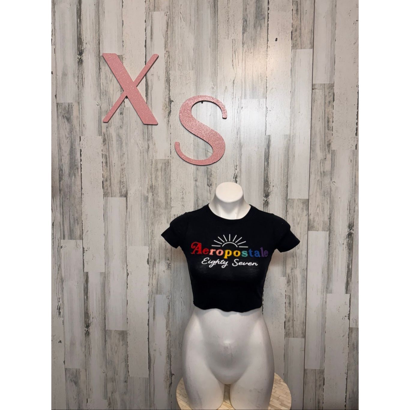 Aeropostale Aeropostale Black Rainbow Logo Crop Top XS Size XS / US 0-2 / IT 36-38 - 3 Thumbnail