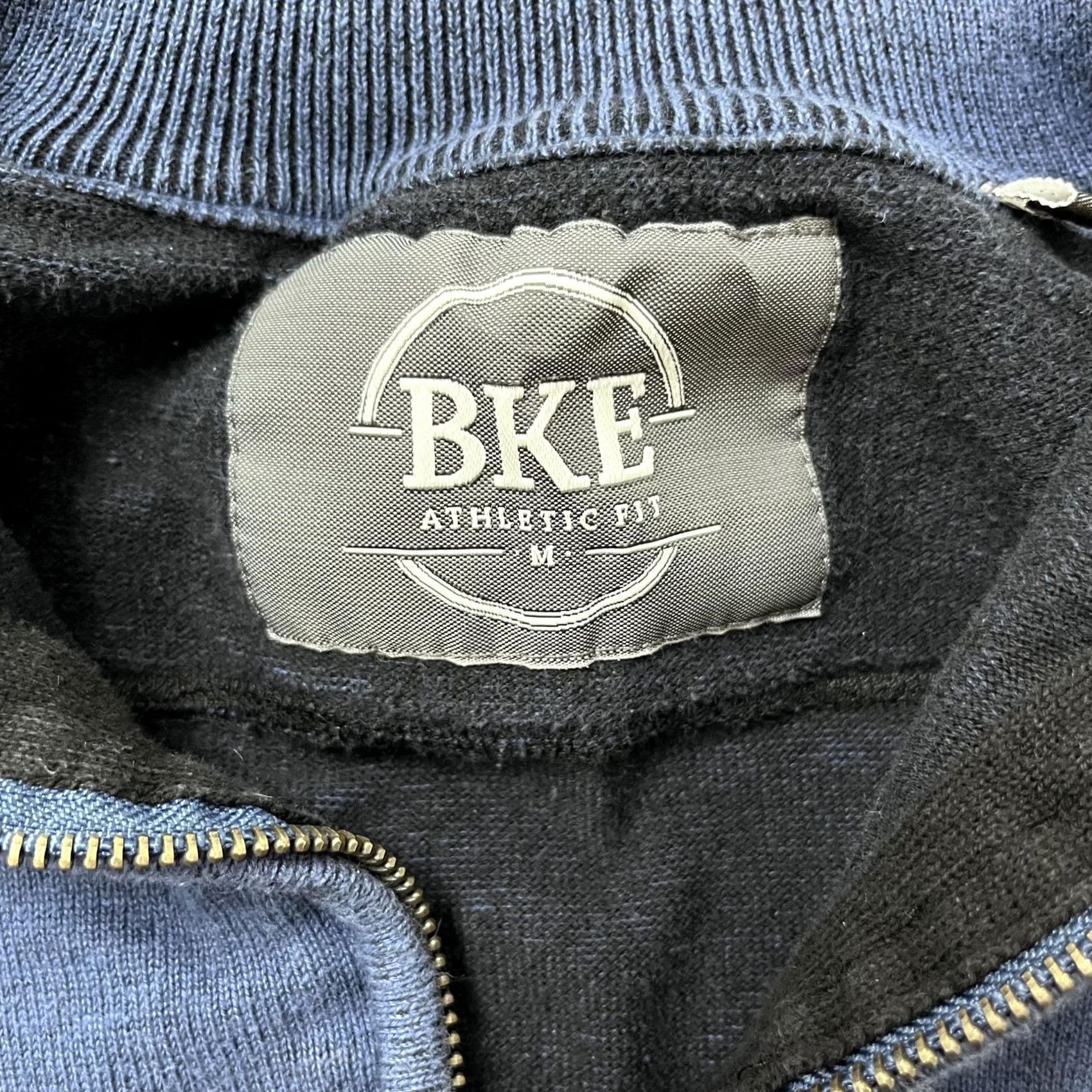 BKE BKE Sweater Mens M Blue Quarter Zip Mock Neck Athletic Fit Ribbed Pullover Size US M / EU 48-50 / 2 - 2 Thumbnail