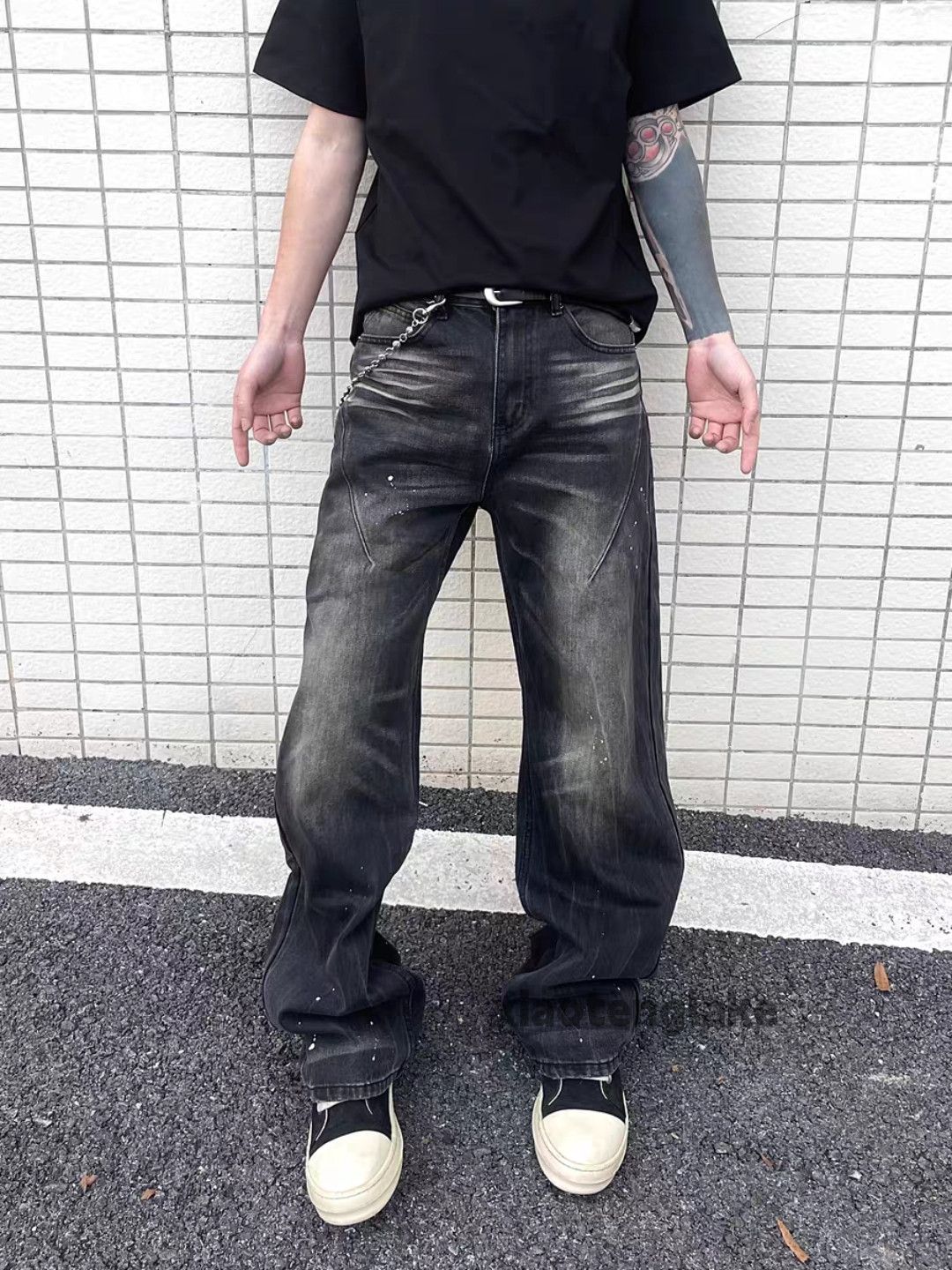 Designer Unisex washed faded cleanfit loose baggy yuppie pants Size US 32 / EU 48 - 8 Thumbnail