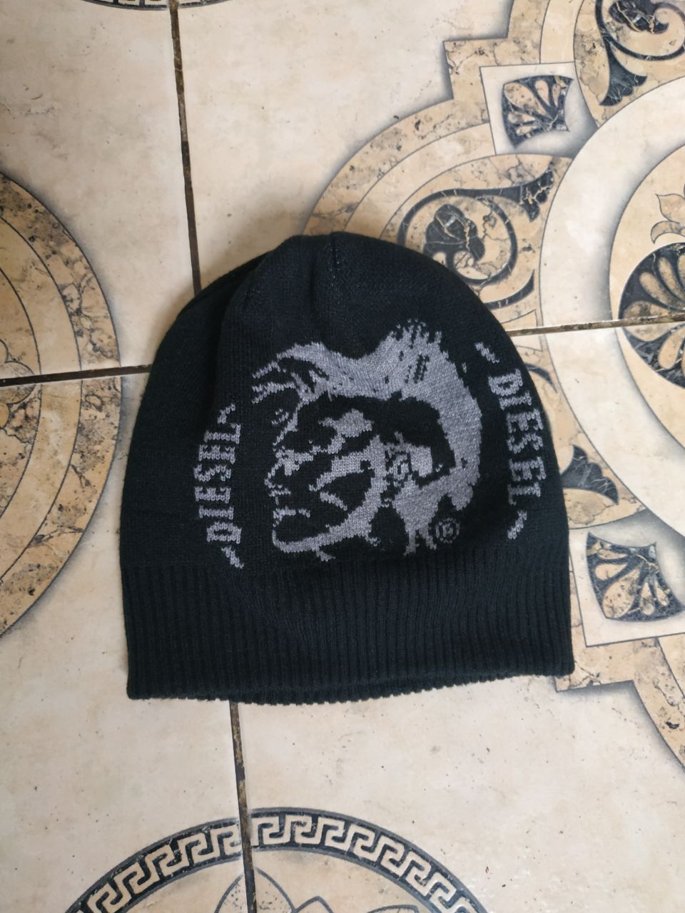 Diesel Diesel Reversible Mohawk Beanie Hat Y2K Black Gray Knit Size ONE SIZE - 1 Thumbnail