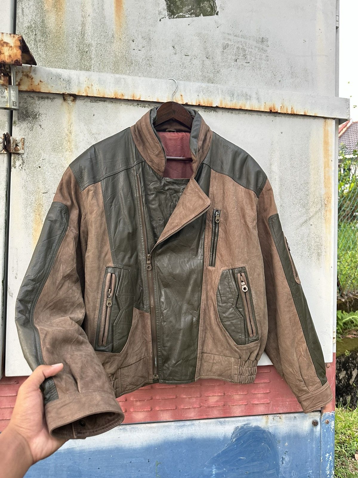 Vintage 👹Vintage 90s Brown Surde Leather Jacket Size US L / EU 52-54 / 3 - 8 Thumbnail