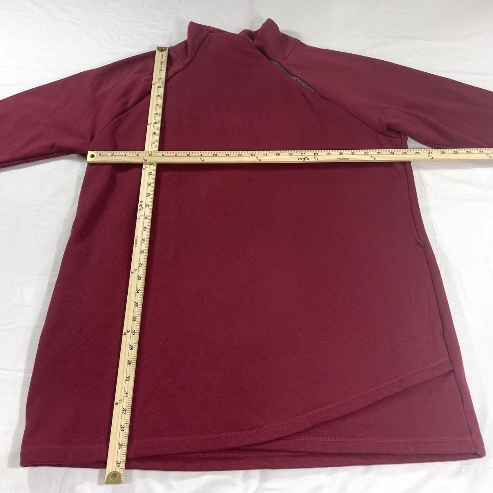 Athleta Athleta Women's 2X Cozy Karma Sweatshirt Dress Asymmetrical Burgundy Zip Pockets Dress Size XXL / US 16-18 / IT 52-54 - 5 Thumbnail