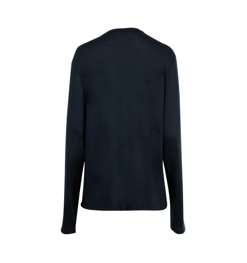 Gabriela Hearst o1h1sh11225 Pacific Long Sleeve Tee in Dark Blue Size M / US 6-8 / IT 42-44 - 2 Thumbnail