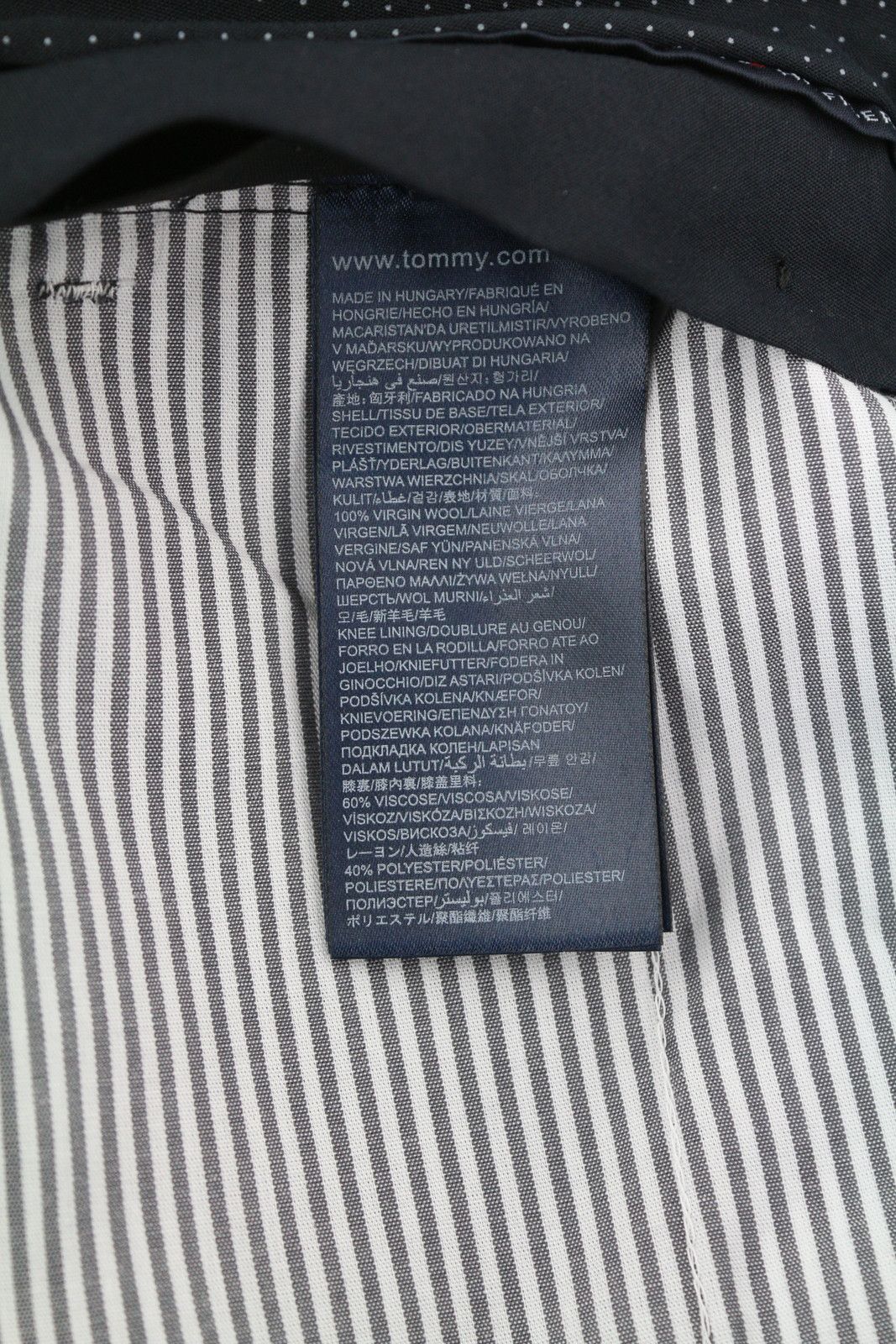 Tommy Hilfiger RHAMES 94 Long Grey Wool Patterned Tapered Leg Pants 85316 Size US 32 / EU 48 - 8 Thumbnail