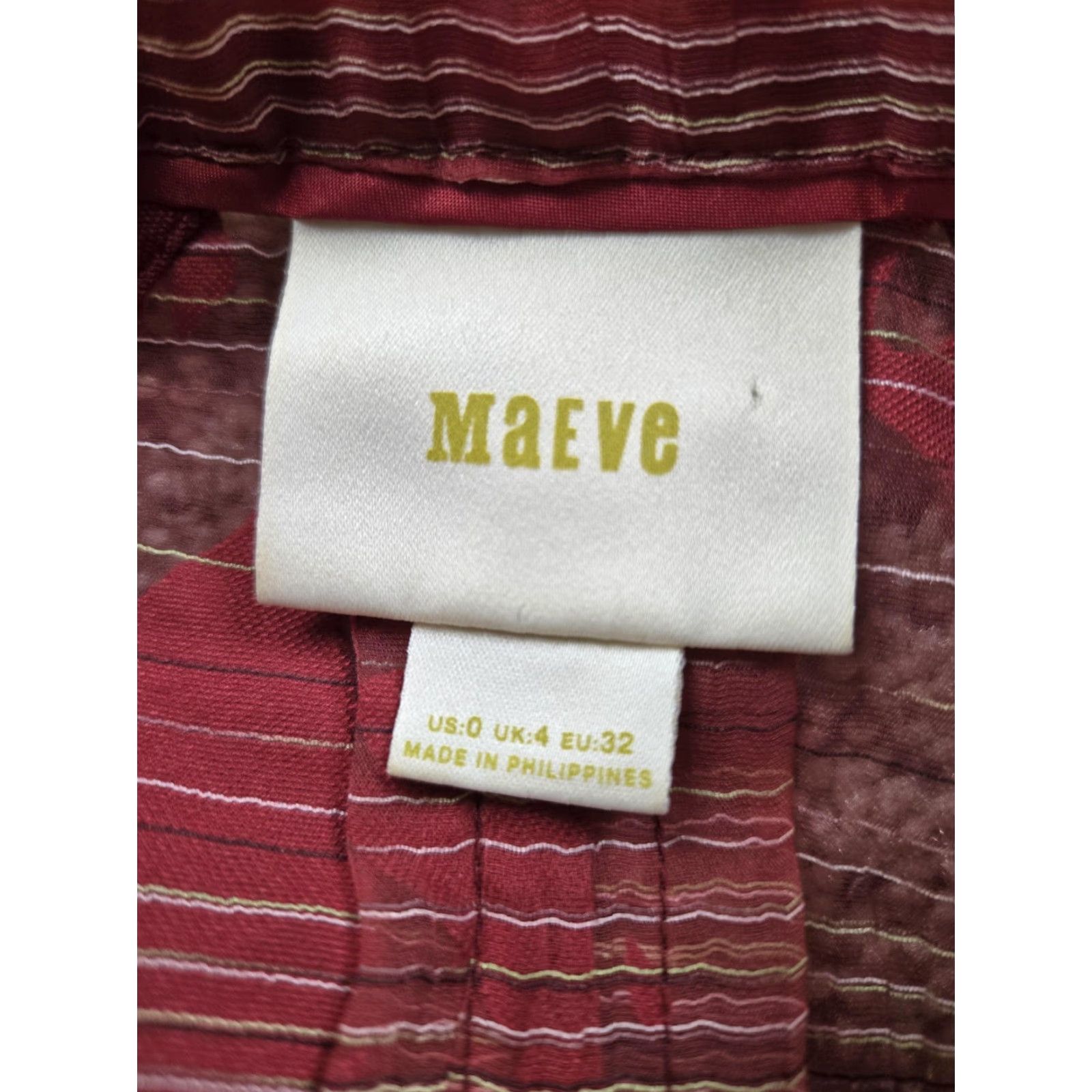 Vintage Maeve Blouse Shirt Womens 0 Red Short Sleeve Button Front Collared Sheer Burnout Casual Size XS / US 0-2 / IT 36-38 - 4 Thumbnail