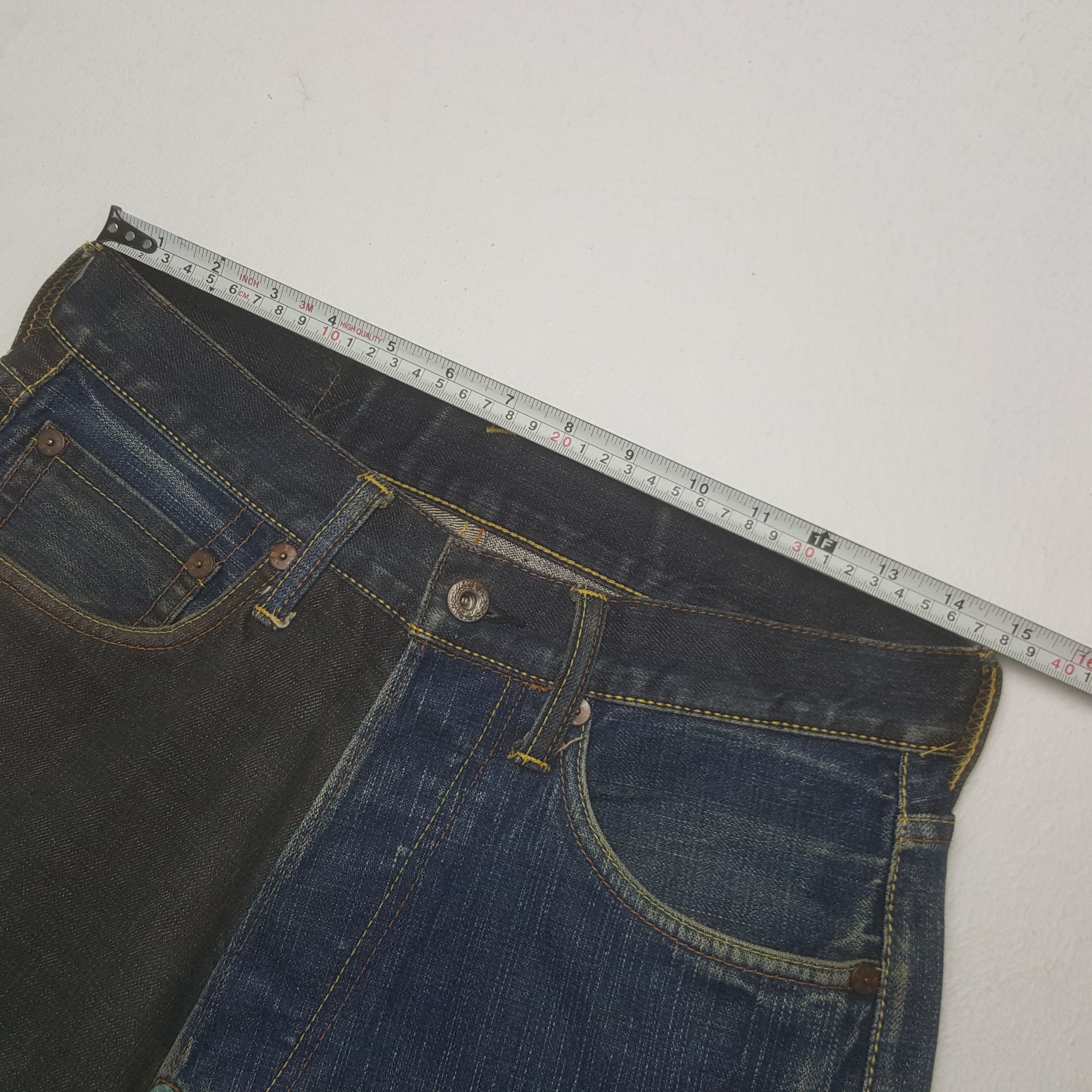 Evisu × Japanese Brand Vintage Evisu Paris Two Tone Custom Diacock Art Denim Jeans Size US 29 - 7 Thumbnail