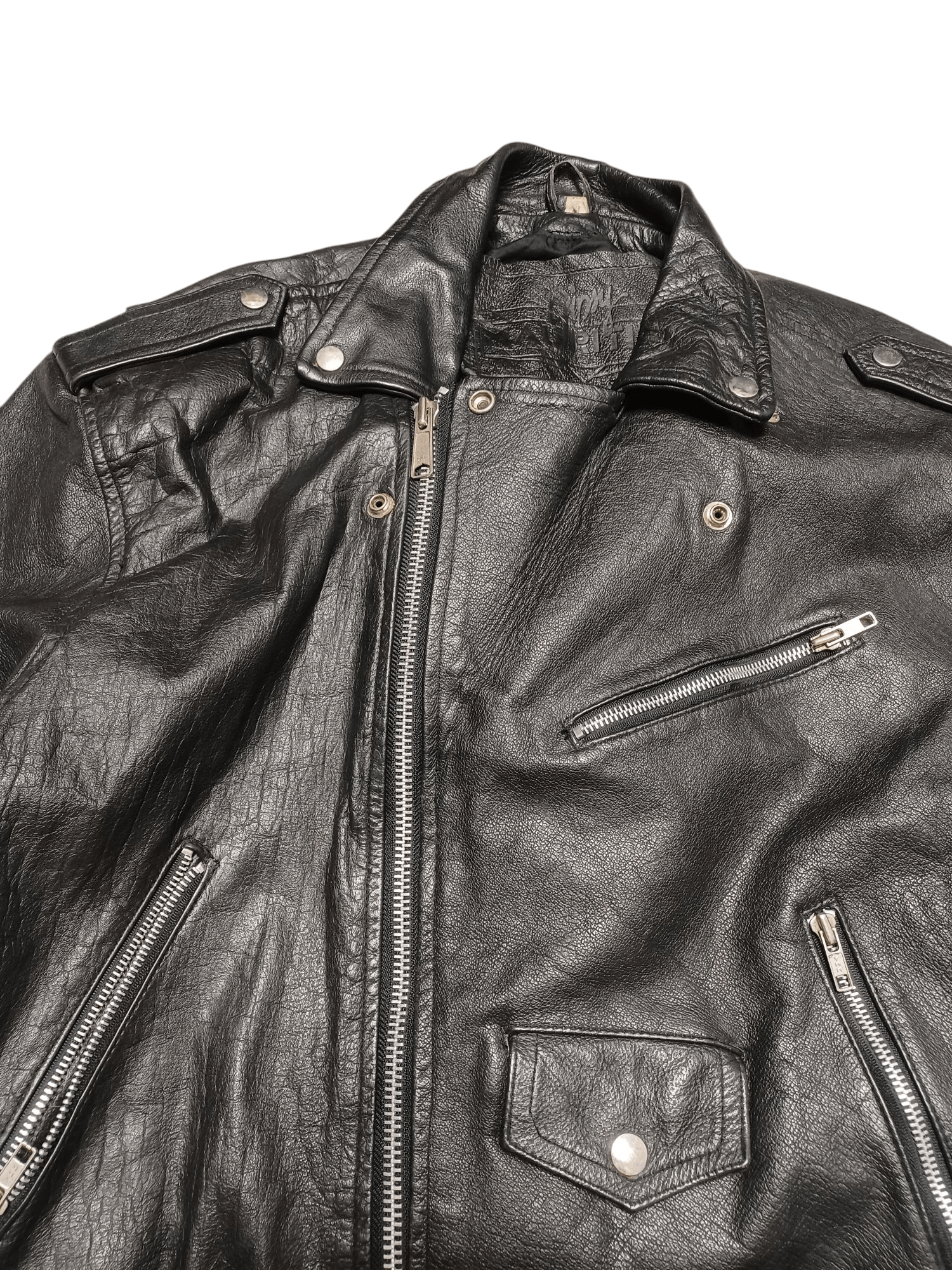 Leather FIRE VINTAGE LEATHER JACKET MOTO BIKER REAL LEATHER YKK Size US XL / EU 56 / 4 - 3 Thumbnail