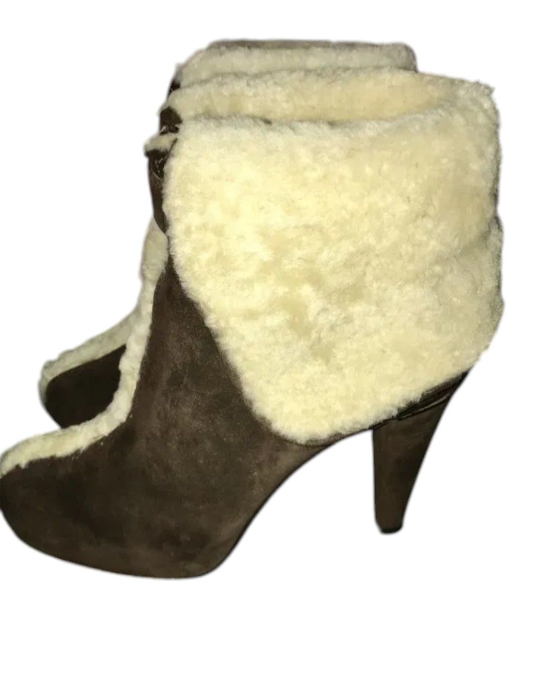 Dsquared2 VELOUR ESPRESSO SHEARLING SUEDE ANKLE BOOTS HEELS Size US 8 / IT 38 - 5 Thumbnail