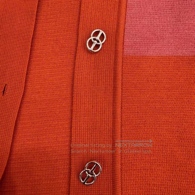 Hermes Hermes Orange Silk and Cashmere Blended Pig Nose Button Ca Size XXS / US 00 / IT 34 - 3 Thumbnail