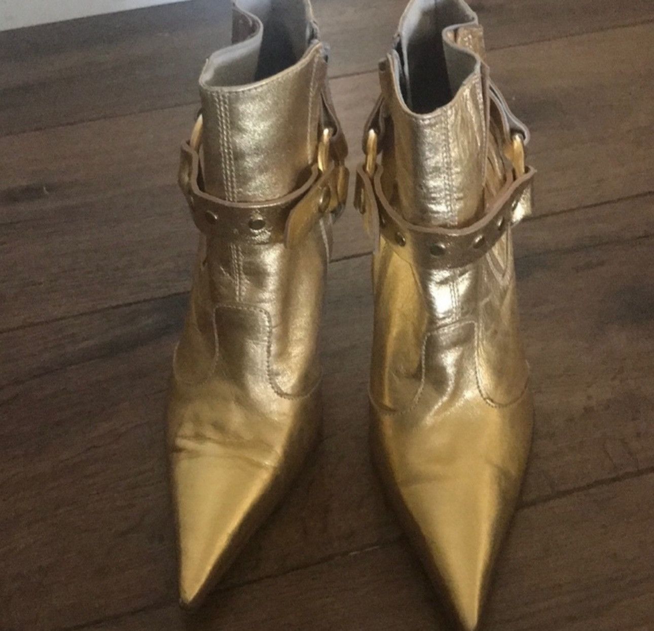 Other Denny Rose Metallic Gold Ankle Boots Size US 6 / IT 36 - 10 Thumbnail