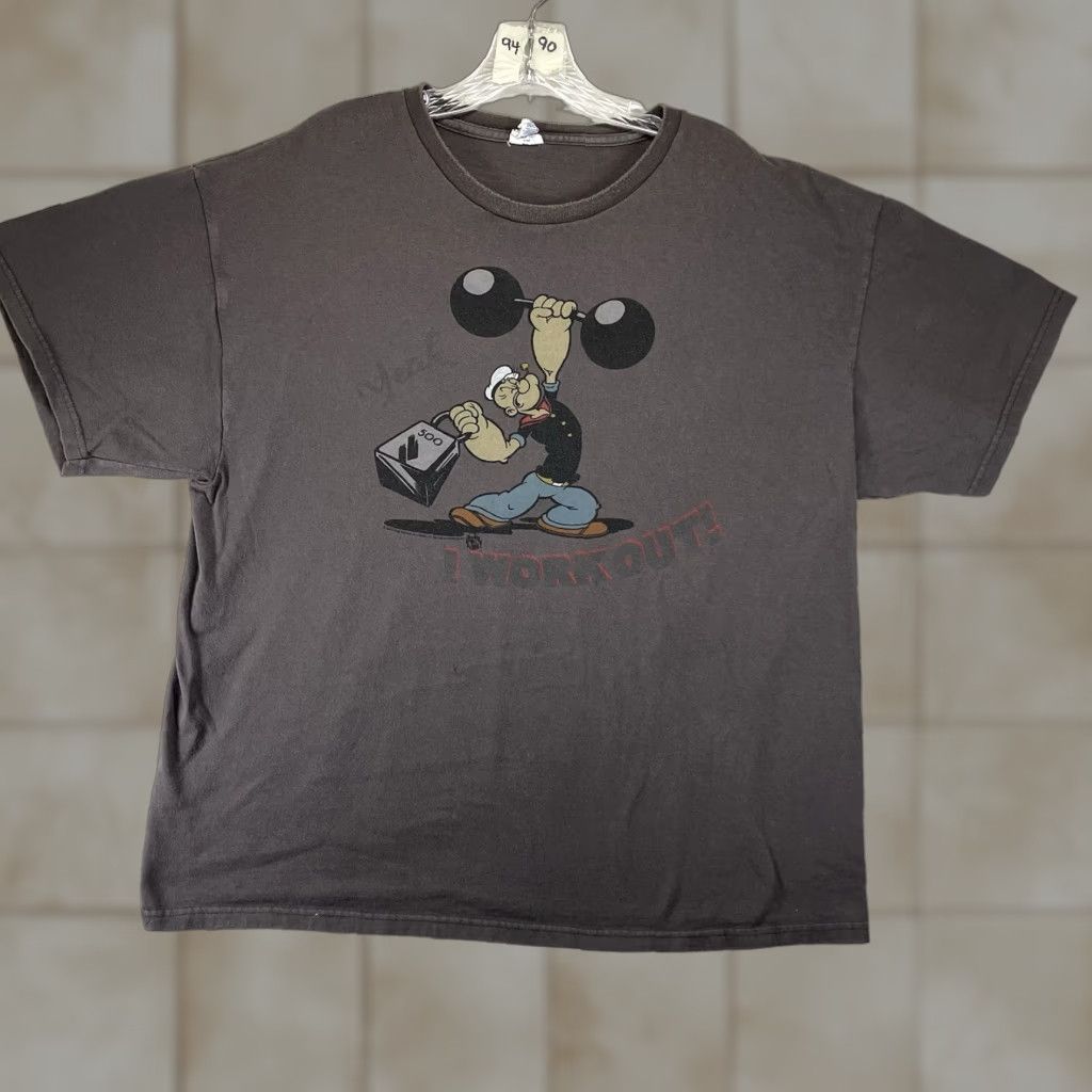 Vintage Popeye The Sailor Man Men T-Shirt XL Gray Crew Neck Short Sleeve Logo 2000s Cartoon Humor Size US XL / EU 56 / 4 - 1 Thumbnail