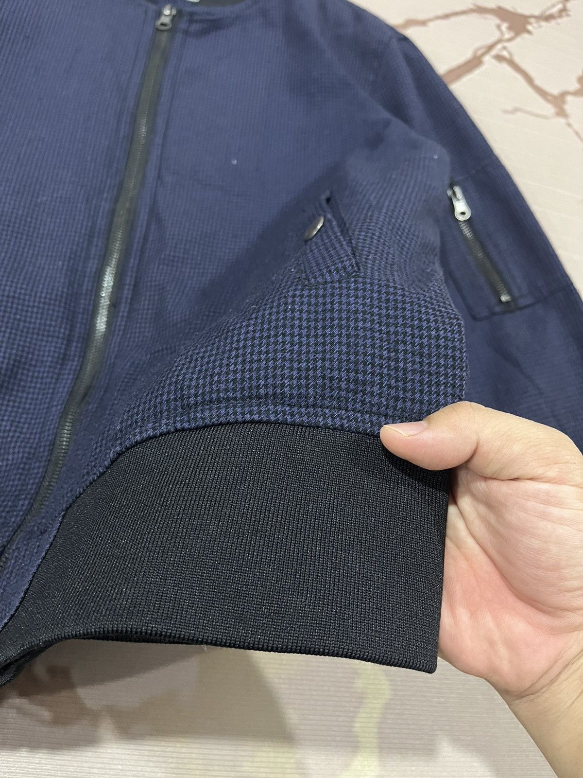 Japanese Brand Beno Navy Houndstooth Bomber Jacket M Size US S / EU 44-46 / 1 - 5 Thumbnail