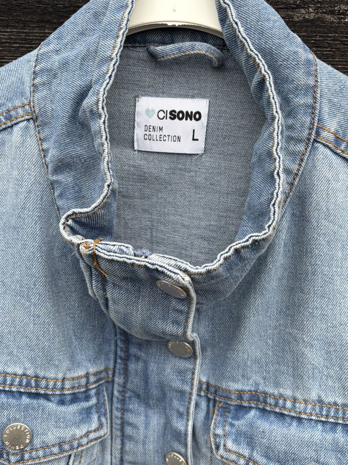 Other Oisono Denim Collection Cropped Denim Jacket Size L Blue Size L / US 10 / IT 46 - 8 Thumbnail