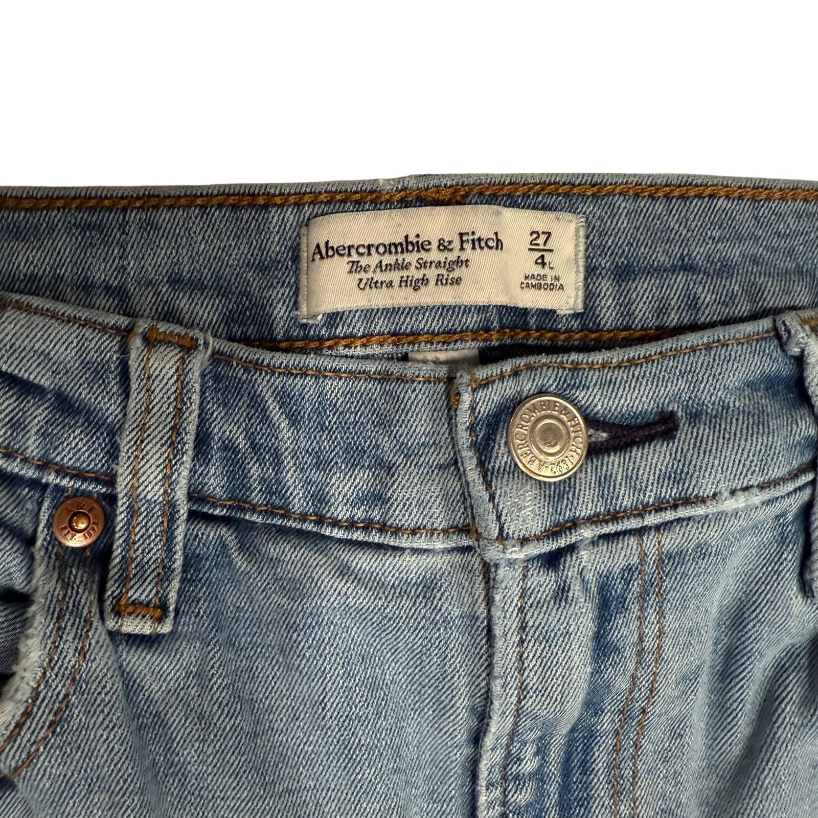 Abercrombie & Fitch Distressed The Ankle Straight Ultra High Rise | Women's 27/4 Size 27" / US 4 / IT 40 - 3 Thumbnail