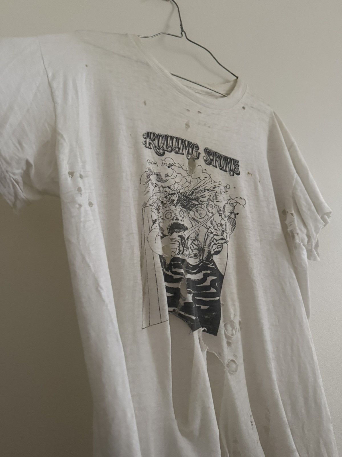 Vintage Vintage Ralph Steadman Rolling Stone 70 Thrashed Faded Shirt Size US L / EU 52-54 / 3 - 6 Thumbnail