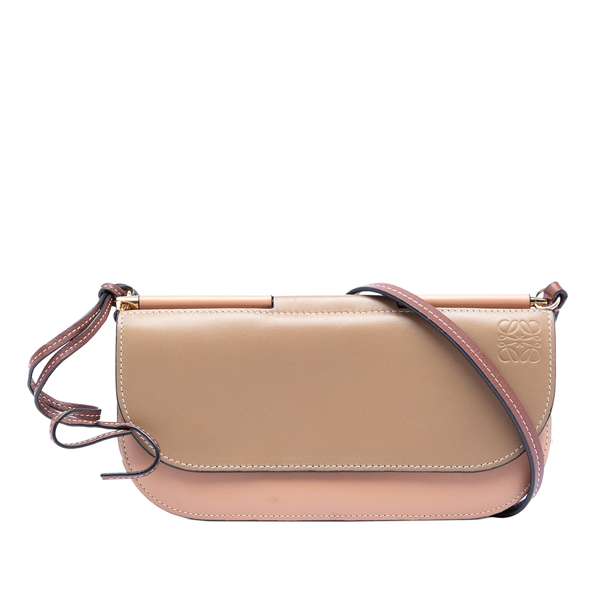 Loewe Bicolor Leather Anagram Gate Pochette Crossbody in Brown, Women's