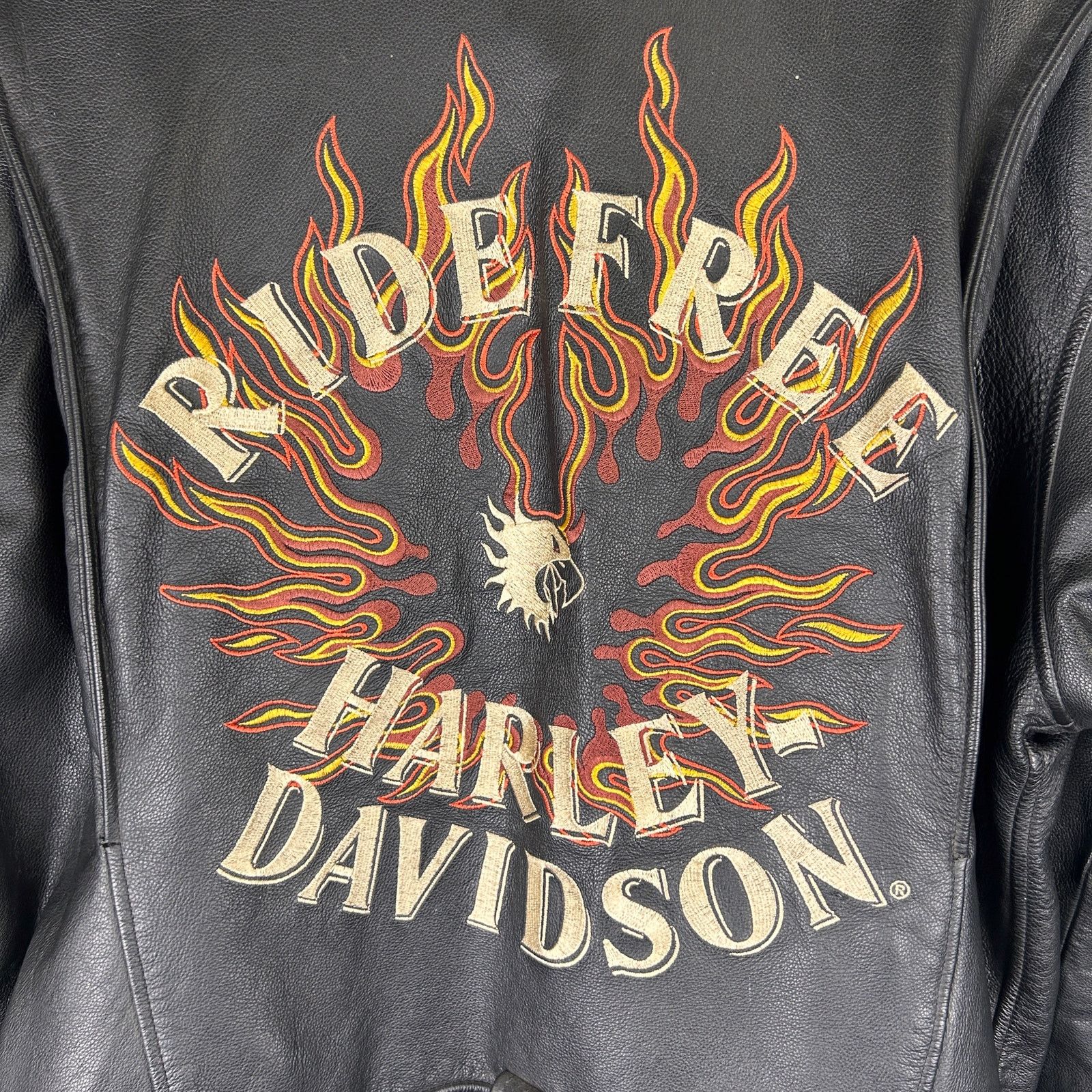 Harley Davidson Harley Davidson Flame Sleeves Ride Free Large Leather Jacket Size US L / EU 52-54 / 3 - 7 Thumbnail