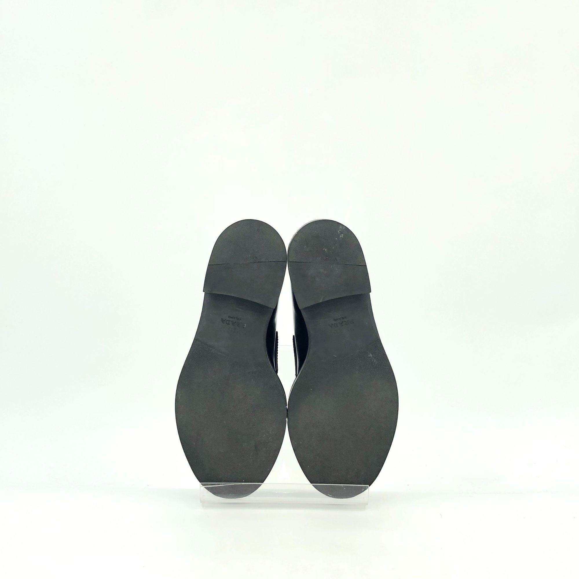 Prada Prada Womens Black Leather Loafers Size 35 Thick Sole Triang Size US 5 / IT 35 - 6 Thumbnail