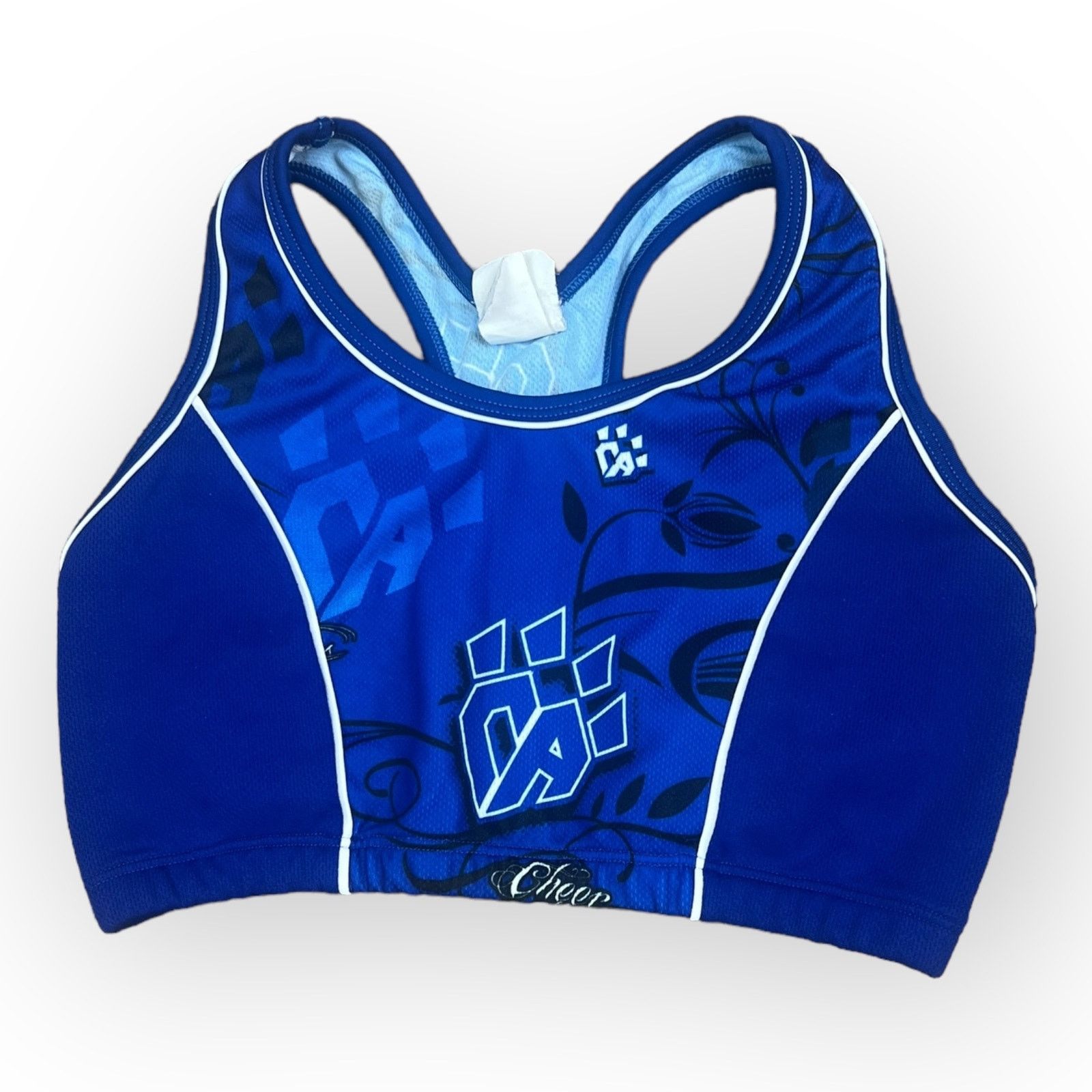 Vintage Cheer Athletics Sports Bra - Blue with Logos Practice Wear Size ONE SIZE - 4 Thumbnail