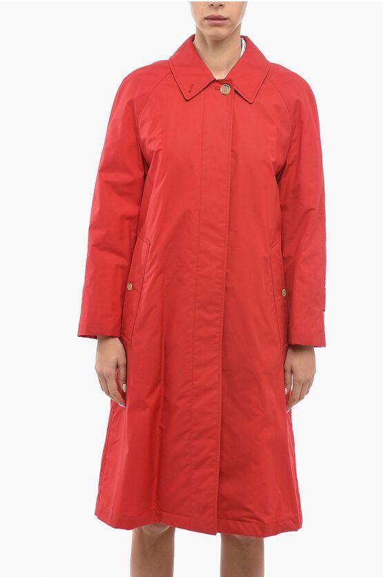 Image of Burberry Single Breasted Padded Coat With Hidden Closure in Red, Women's (Size XS)