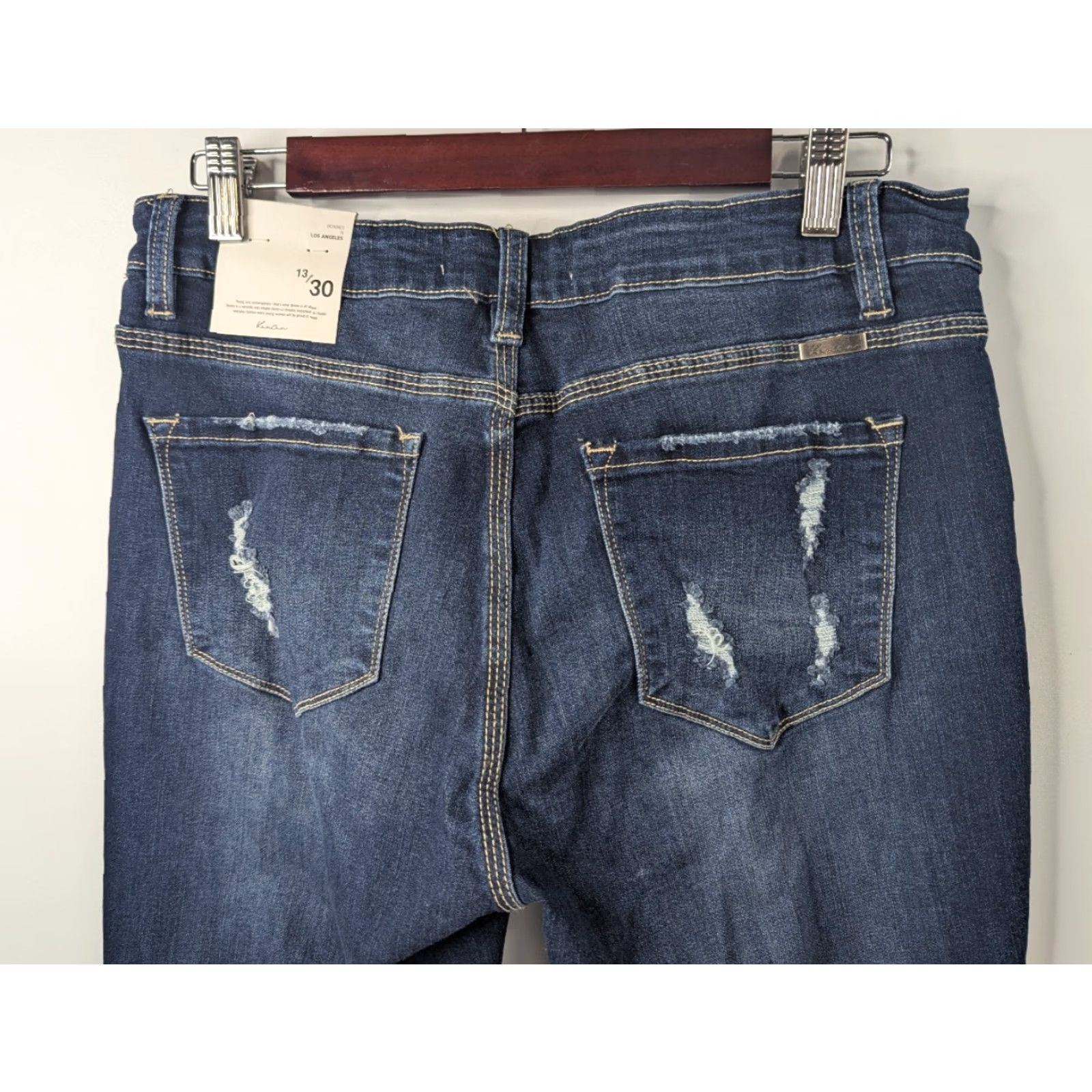 Vintage NWT KanCan Jeans High Rise Skinny Size 13/30 Distressed Button Fly Women Juniors Blue KC6192D Size 34" / US 12 / IT 48 - 6 Thumbnail