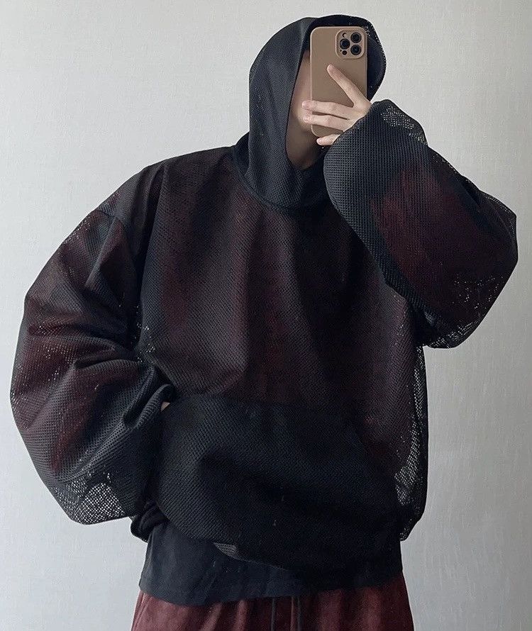 Japanese Brand × Vintage Avant garde punk double layer gothic letters mesh hoodie Size US XXL / EU 58 / 5 - 2 Thumbnail