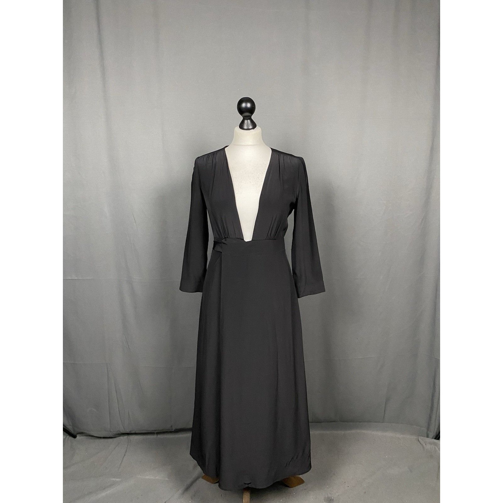 Sezane Sezane Women's Black A-Line Maxi Silk Dress Size 36 Size XS / US 0-2 / IT 36-38 - 3 Thumbnail