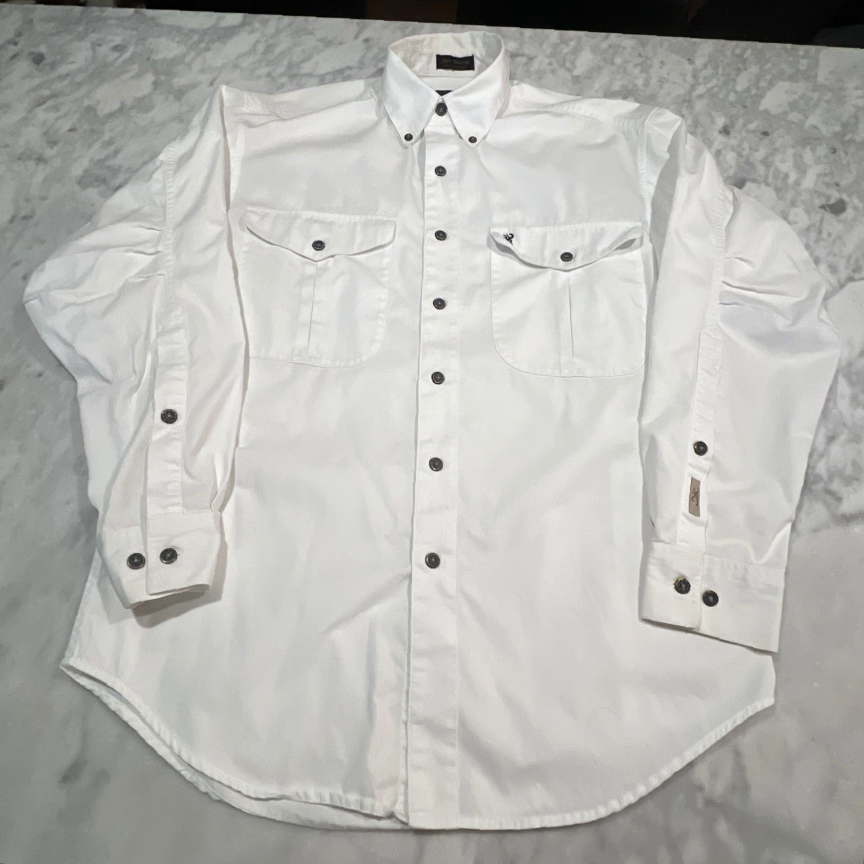 Vintage VINTAGE Browning Gold Super Naturals Cotton Button Down Shirt Mens M White Pocket Button-Up Shirt Men 90s Hunting Embroidered Pocket Regular Size US M / EU 48-50 / 2 - 2 Thumbnail