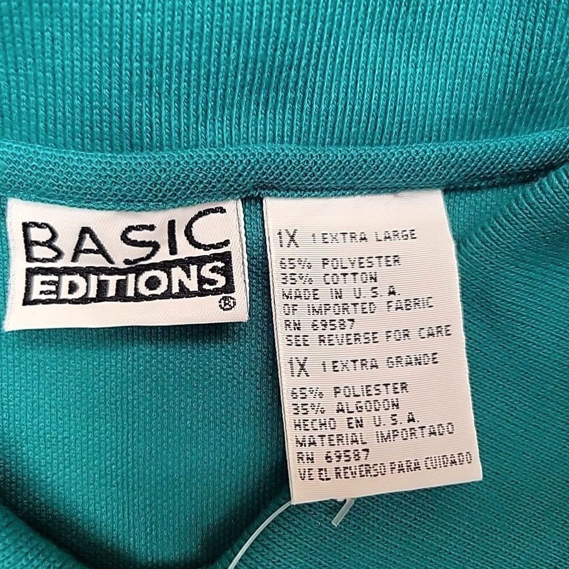 Basic Editions VTG Basic Edition Shirt Mens 1X Green Cotton Blend Retro Golf Casual Made in USA Polo Short Sleeve Cotton Blend Mens 1X Green VTG Casual Golf"} Size US XL / EU 56 / 4 - 3 Thumbnail