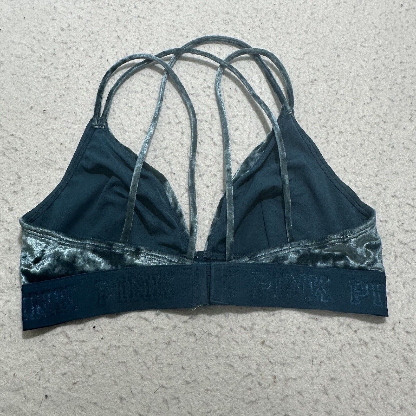 Victoria's Secret Victorias Secret Small Teal Blue Velvet Bralette Strappy Bra Size ONE SIZE - 6 Thumbnail