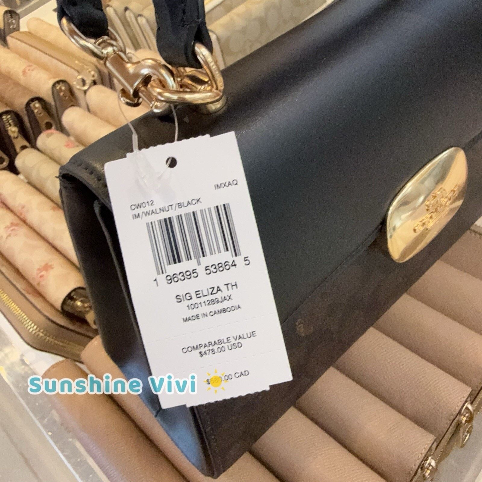 Coach NWT Coach Eliza Top Handle Bag CW012 Gold/Walnut/Black Size ONE SIZE - 2 Thumbnail