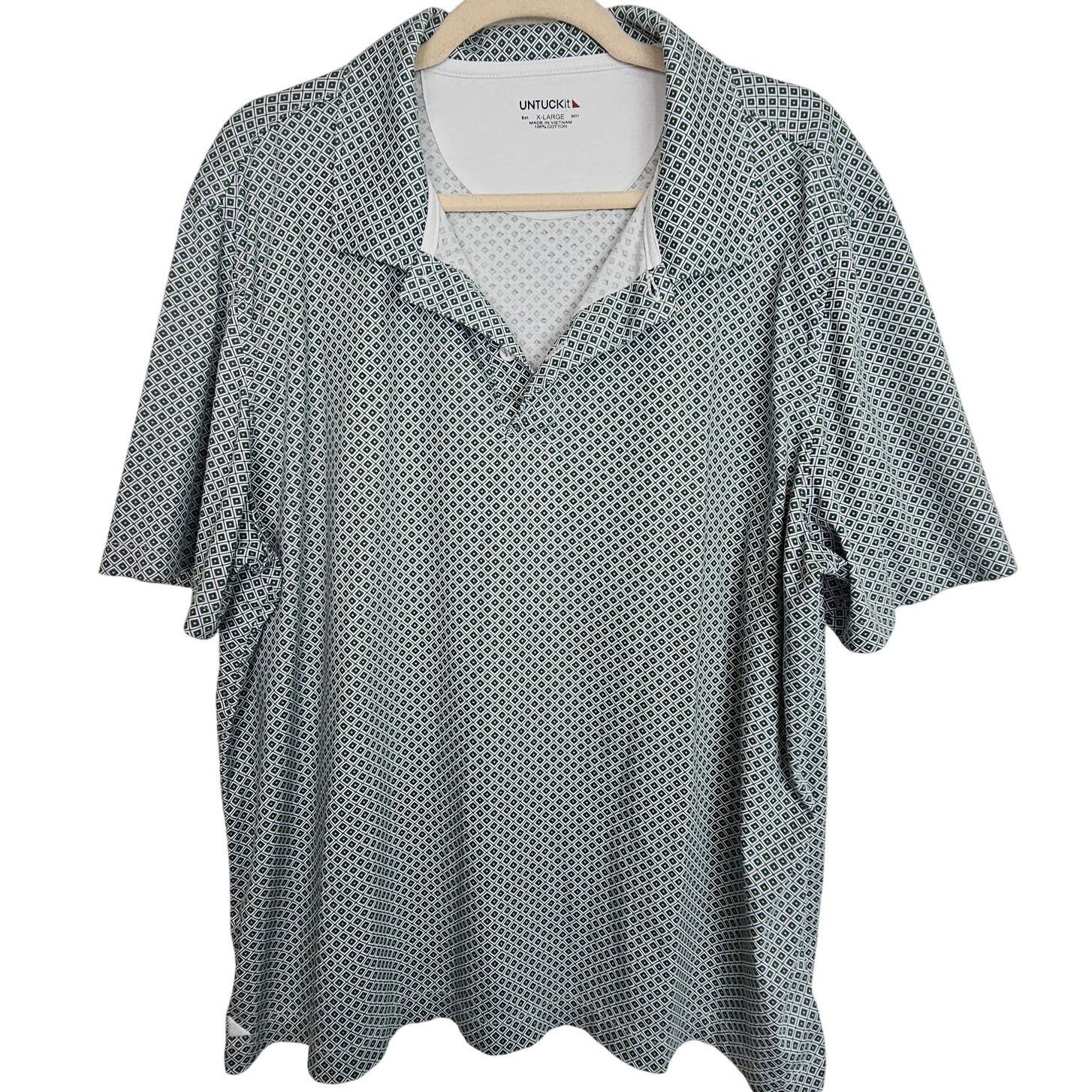 UNTUCKit Untuckit Mens Diamond Print Polo Shirt XL Business Casual Size US XL / EU 56 / 4 - 1 Thumbnail