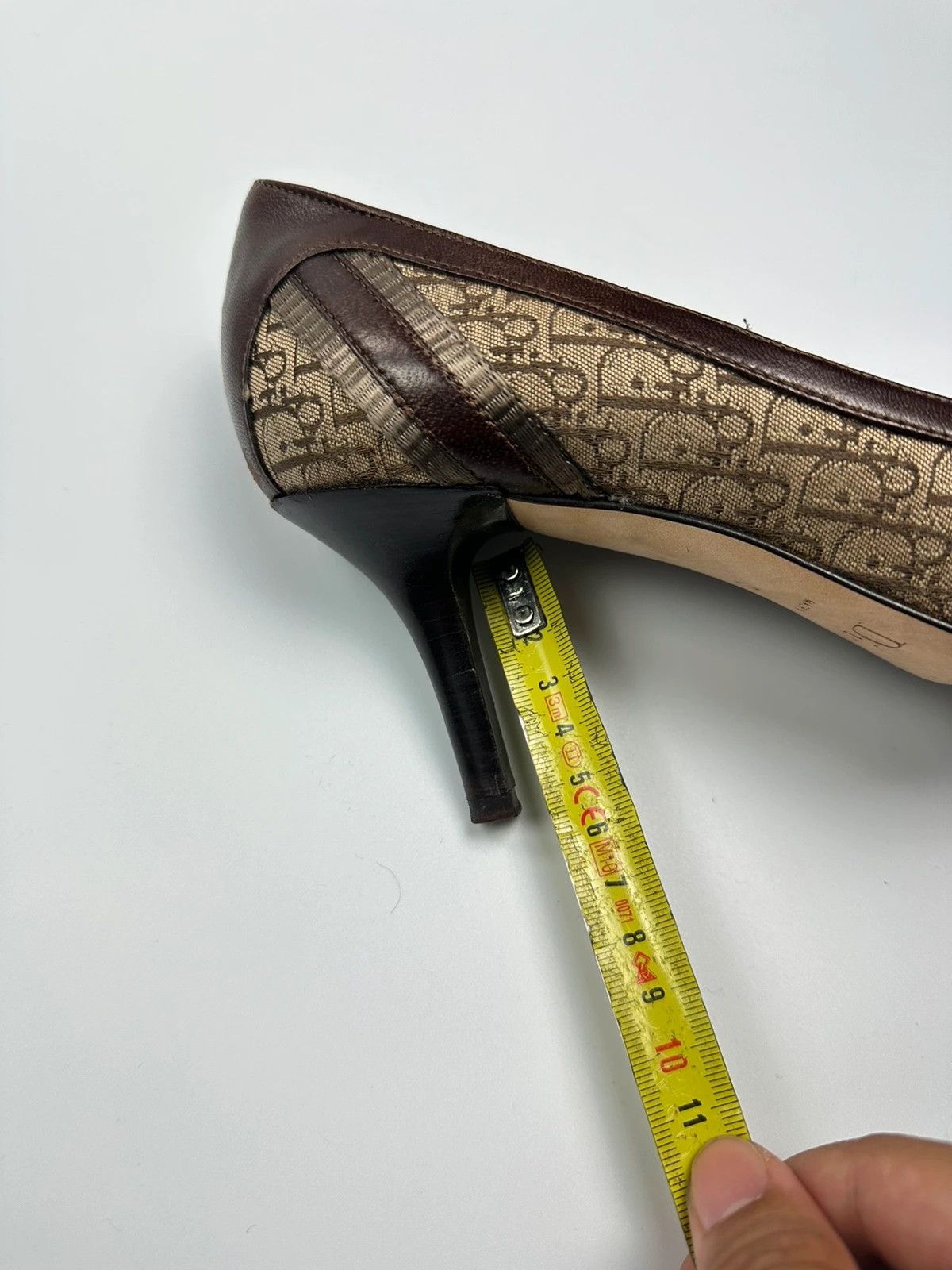 Dior Vintage Dior Monogram Heels Brown Leather with Gold Buckle Size US 7 / IT 37 - 17 Thumbnail