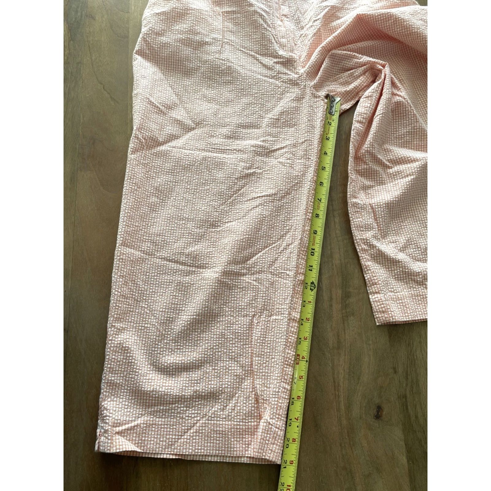 Ralph Lauren VINTAGE Lauren Ralph Lauren Seersucker Crop Pants Womens 14 32x21 Orange/White Gingham Plaid Cropped Slim Straight Leg Beach Preppy Resort Womens Size 36" / US 14 / IT 50 - 7 Thumbnail
