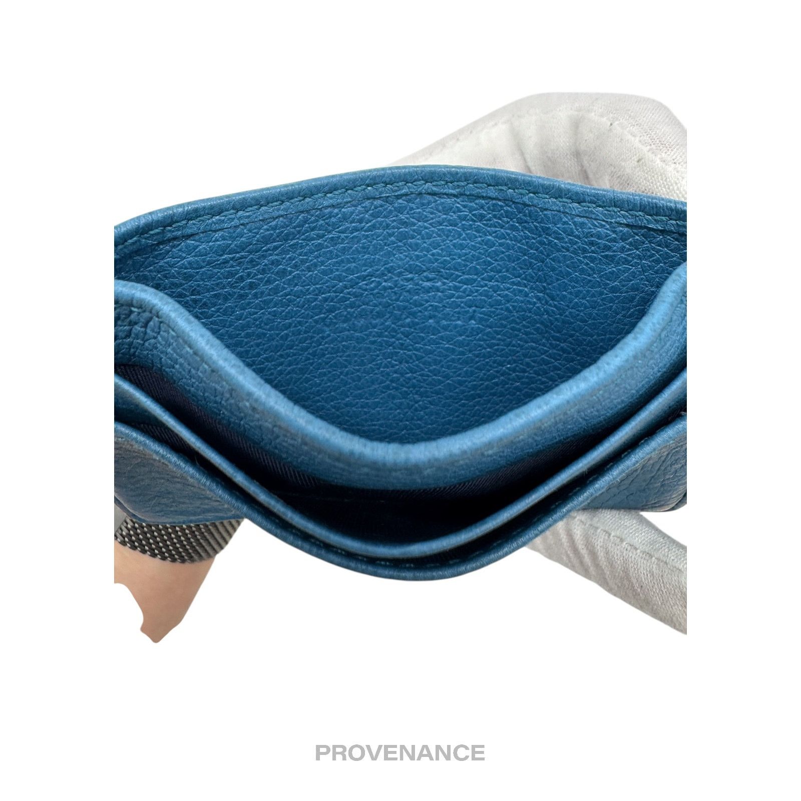Gucci 🔴 Gucci Large Logo Card Holder Wallet - Powder Blue Leather Size ONE SIZE - 6 Thumbnail