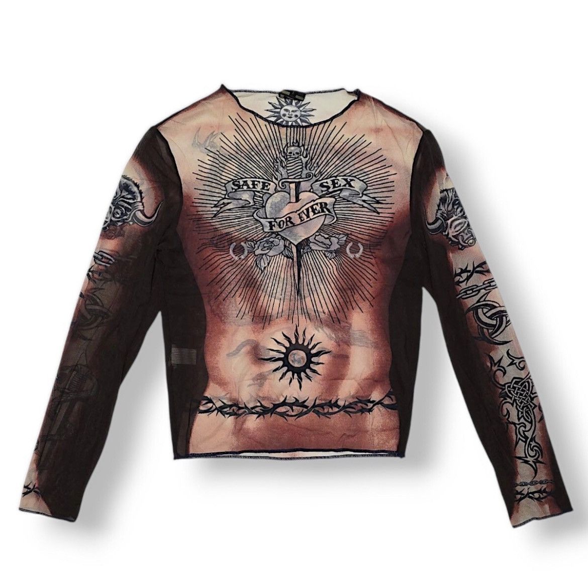 Jean Paul Gaultier SS1996 Jean Paul Gaultier SAFE SEX DRAGON TATTOO MESH Tee Size US L / EU 52-54 / 3 - 1 Thumbnail
