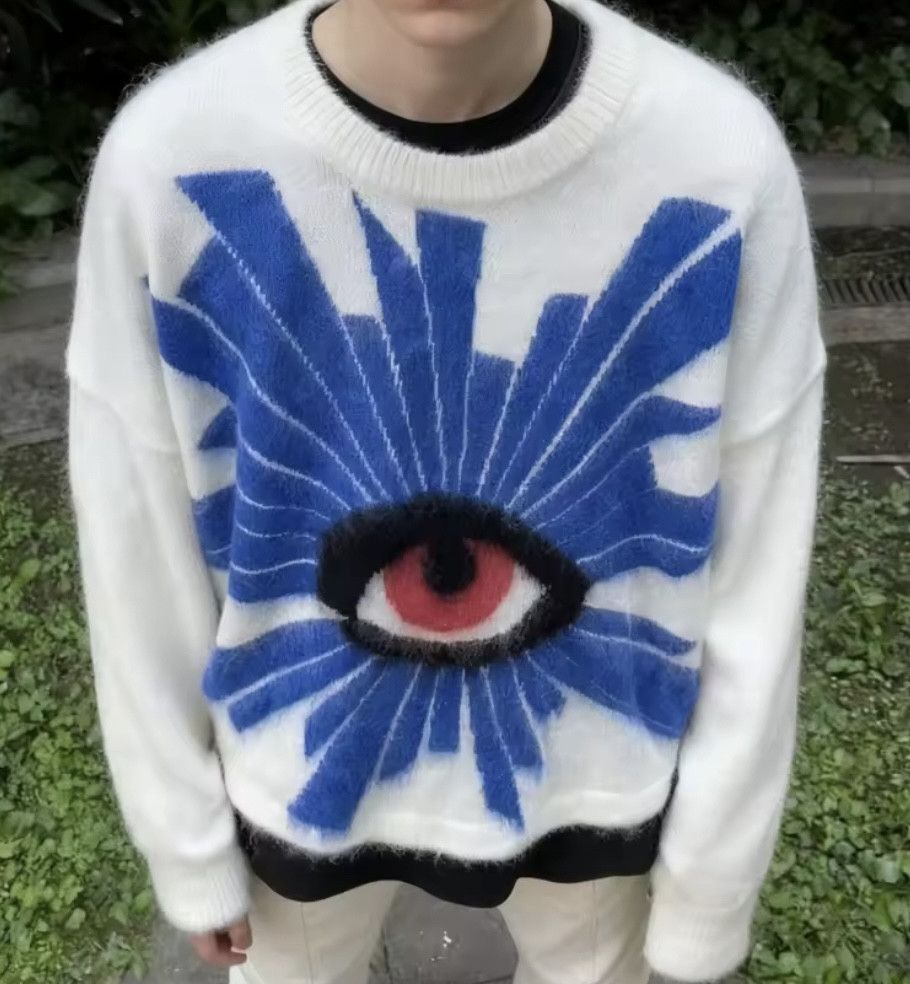 Other Street Vintage Retro Gothic Eye Sweater Jacquard Knitwear Size US M / EU 48-50 / 2 - 1 Thumbnail