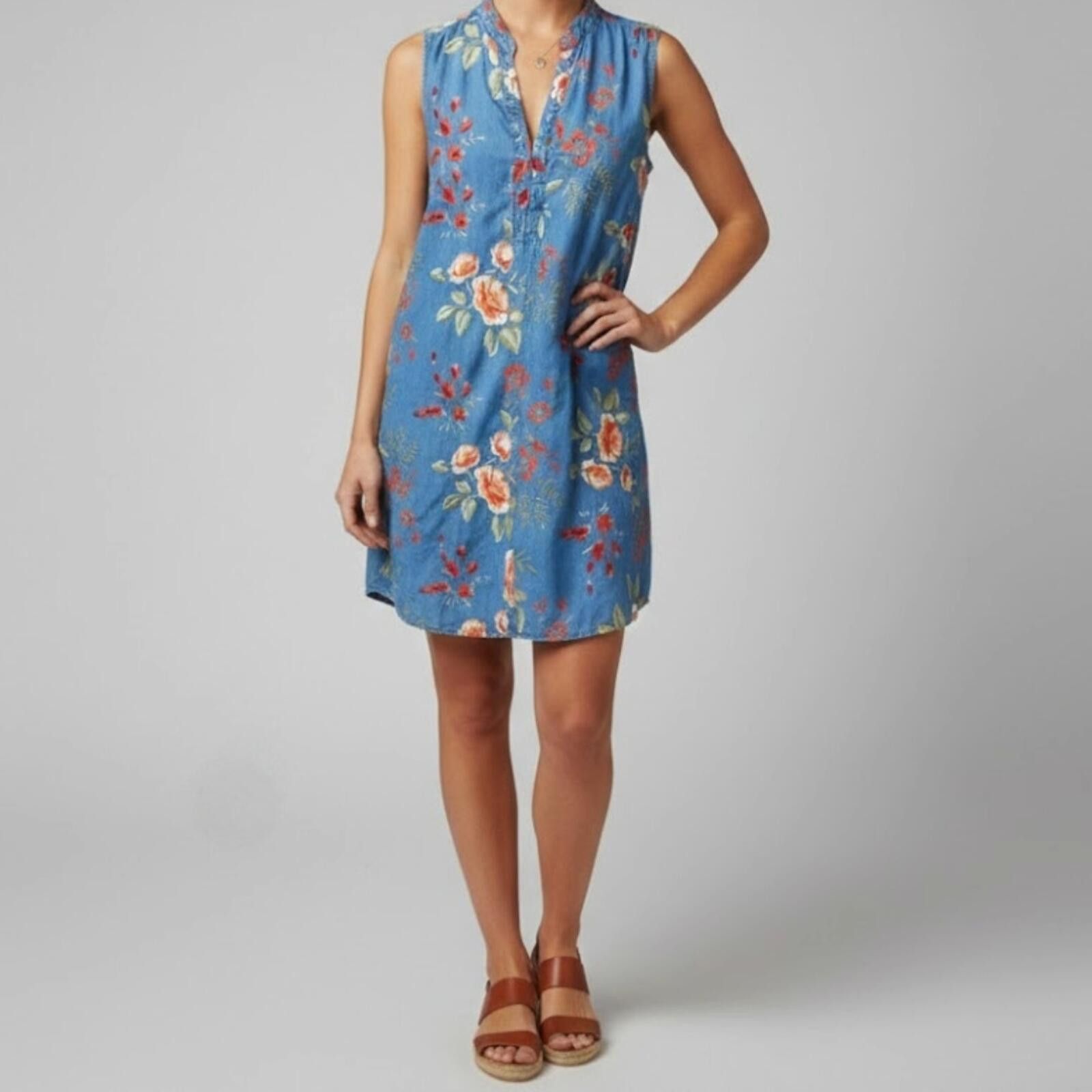 Other Beige by ECI Blue Floral Embroidered Dress Womens 8 Size M / US 6-8 / IT 42-44 - 2 Thumbnail